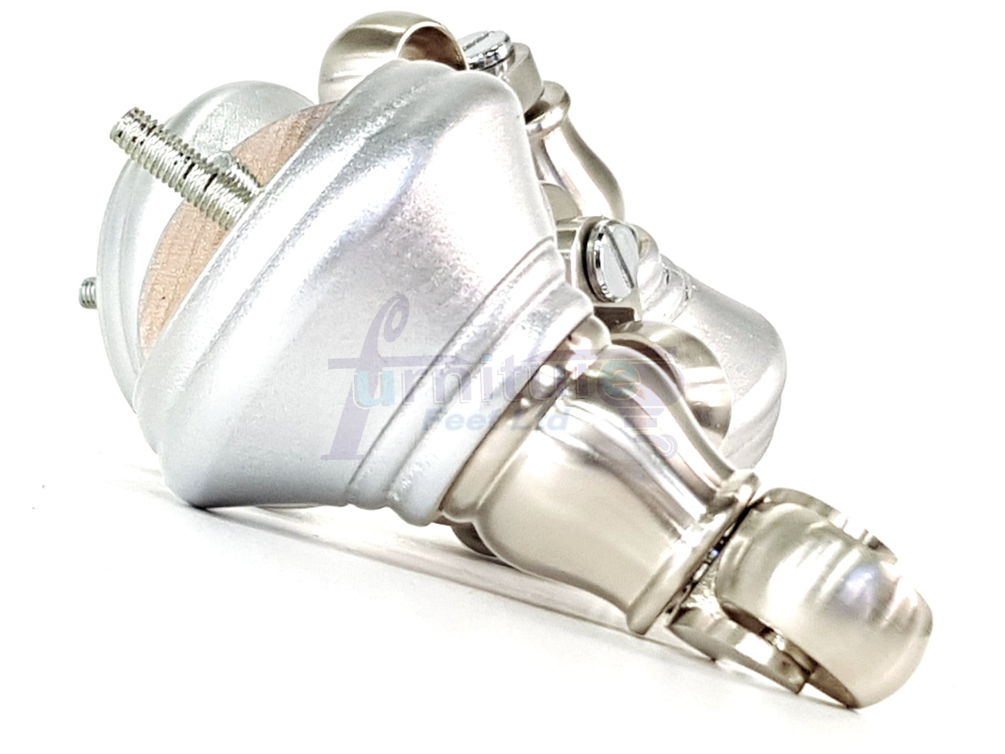 4x Silver Wooden Furniture Sofa Legs M8 With Castors Replacement Chair Settee Feet 115mm - 125mm High