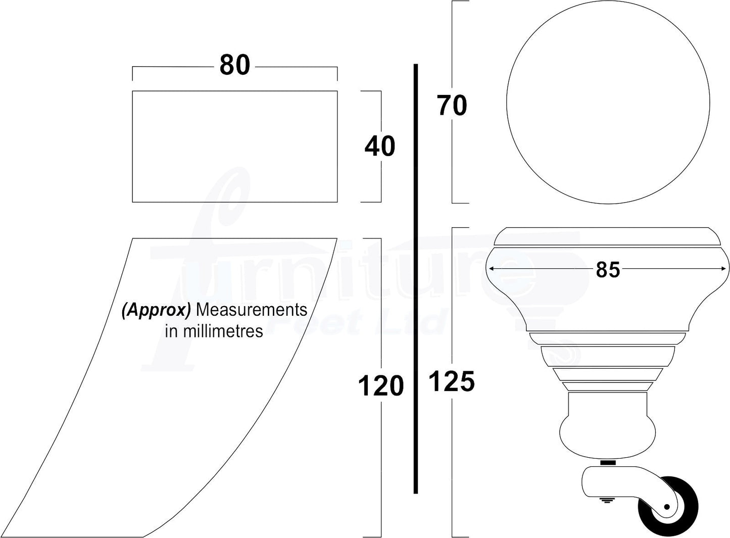 4 Turned Mahogany Replacement Furniture Legs With Wheels 2 Castor Feet 120mm High 2 Curved Wood Chairs Stools Sofa Beds Cabinets M8