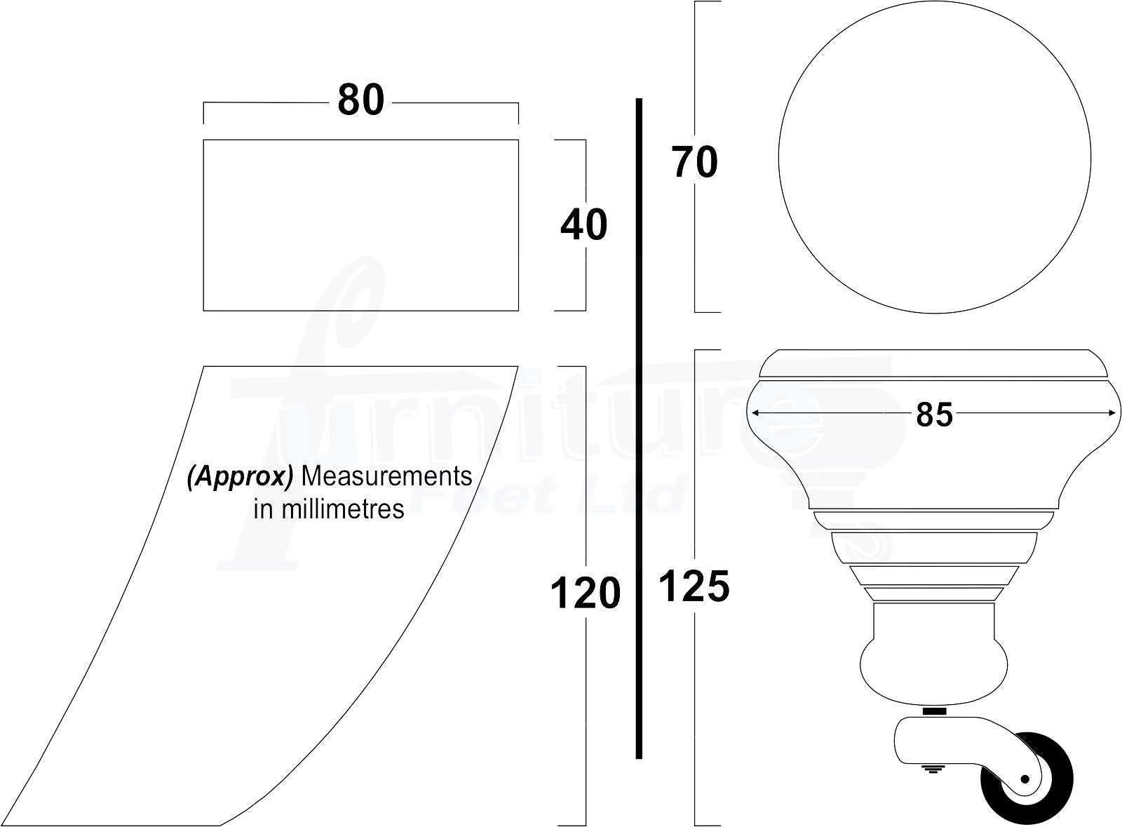 4 Turned Mahogany Replacement Furniture Legs With Wheels 2 Castor Feet 120mm High 2 Curved Wood Chairs Stools Sofa Beds Cabinets M8
