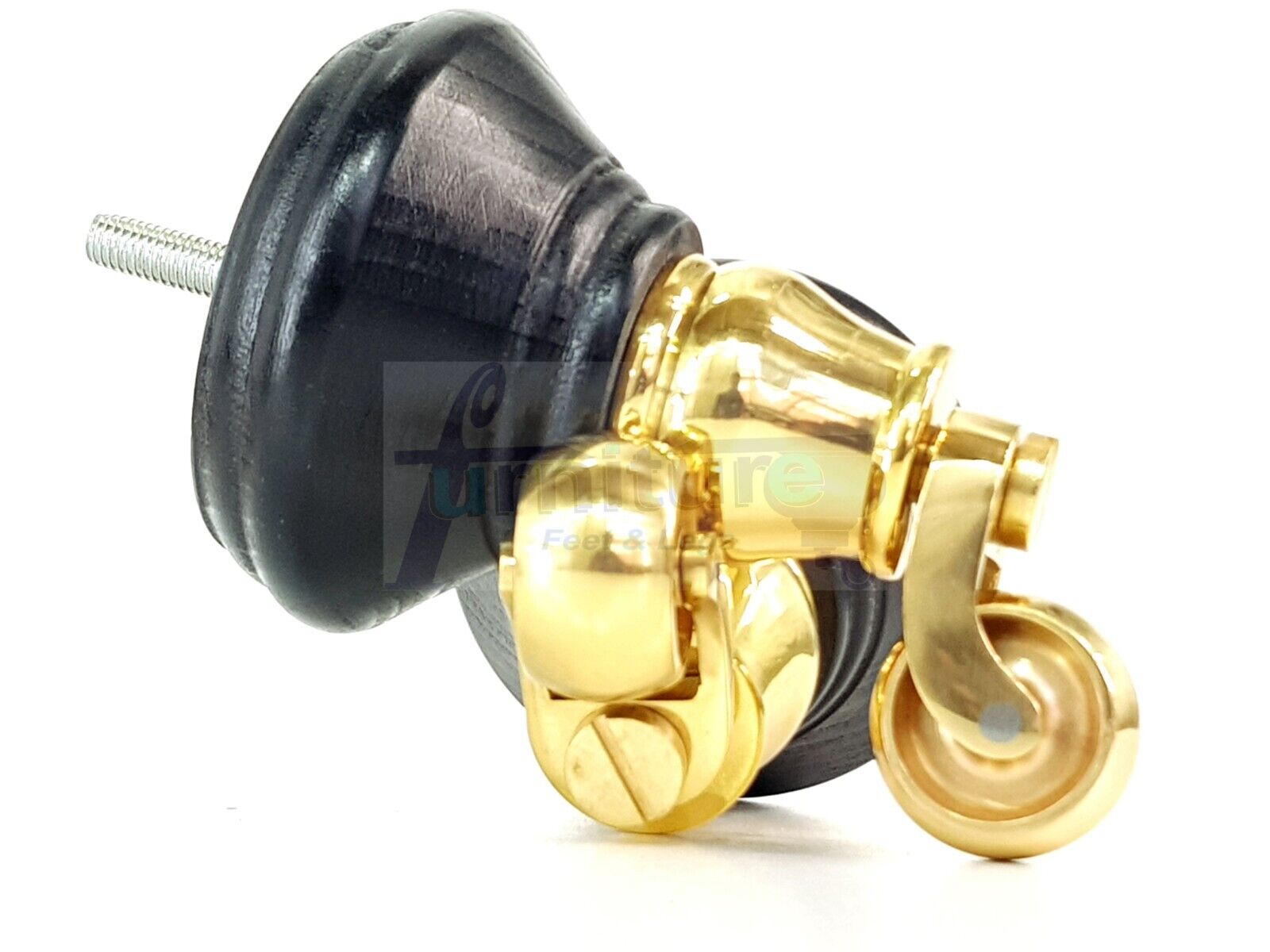 4x Black Wooden Furniture Sofa Legs M8 With Castors Replacment Chair Settee Feet 115mm - 125mm High