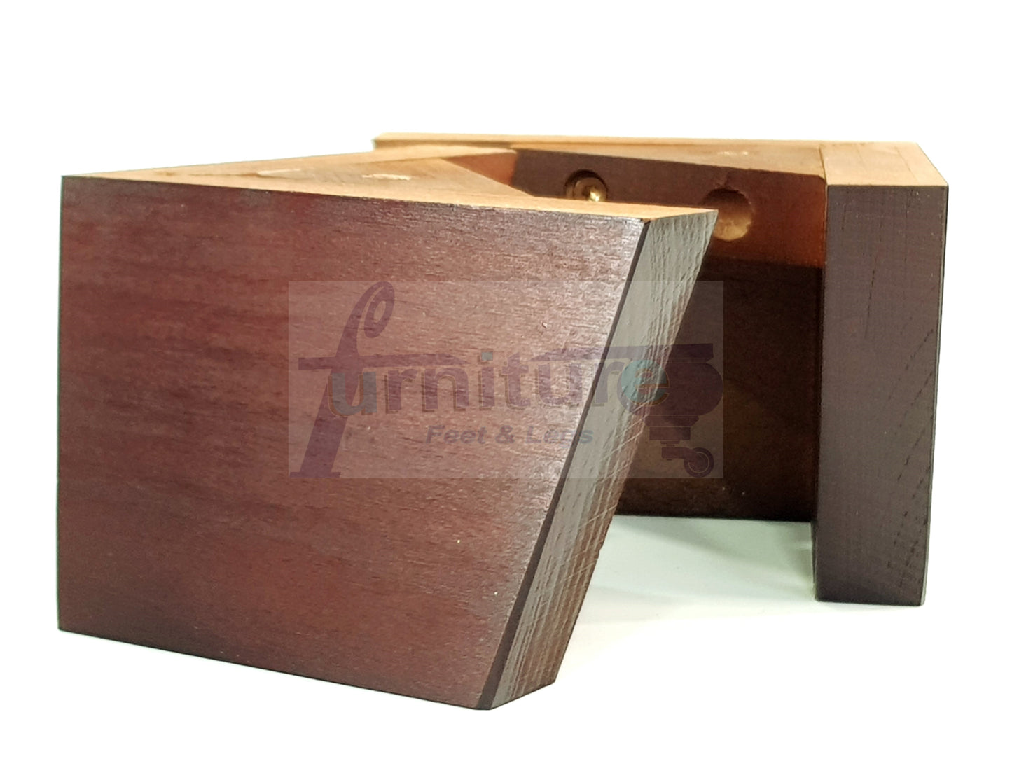 4 Solid Wood Furniture Legs Replacement Corner Feet 95mm High Self-Fixing: Antique Mahogany