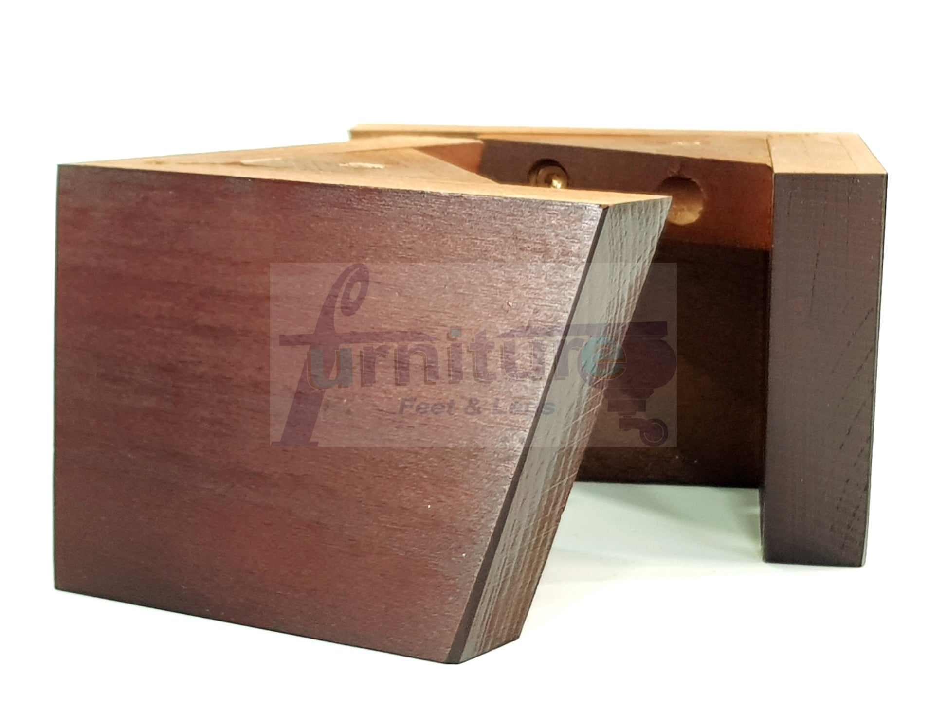 4 Solid Wood Furniture Legs Replacement Corner Feet 95mm High Self-Fixing: Antique Mahogany