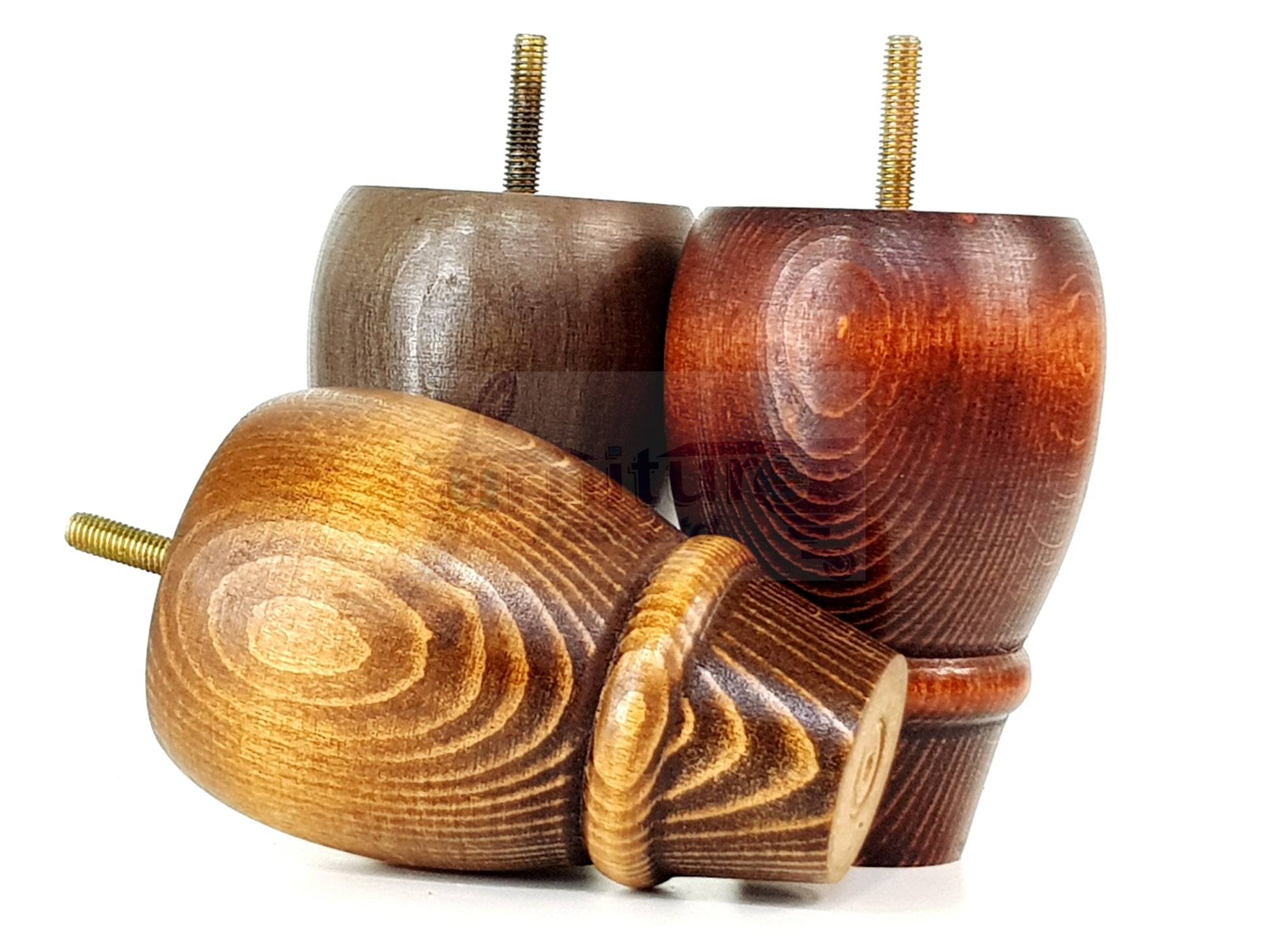 4x Wooden Turned Replacement Furniture Legs 125mm High Settee and Cabinet Feet 10mm Thread