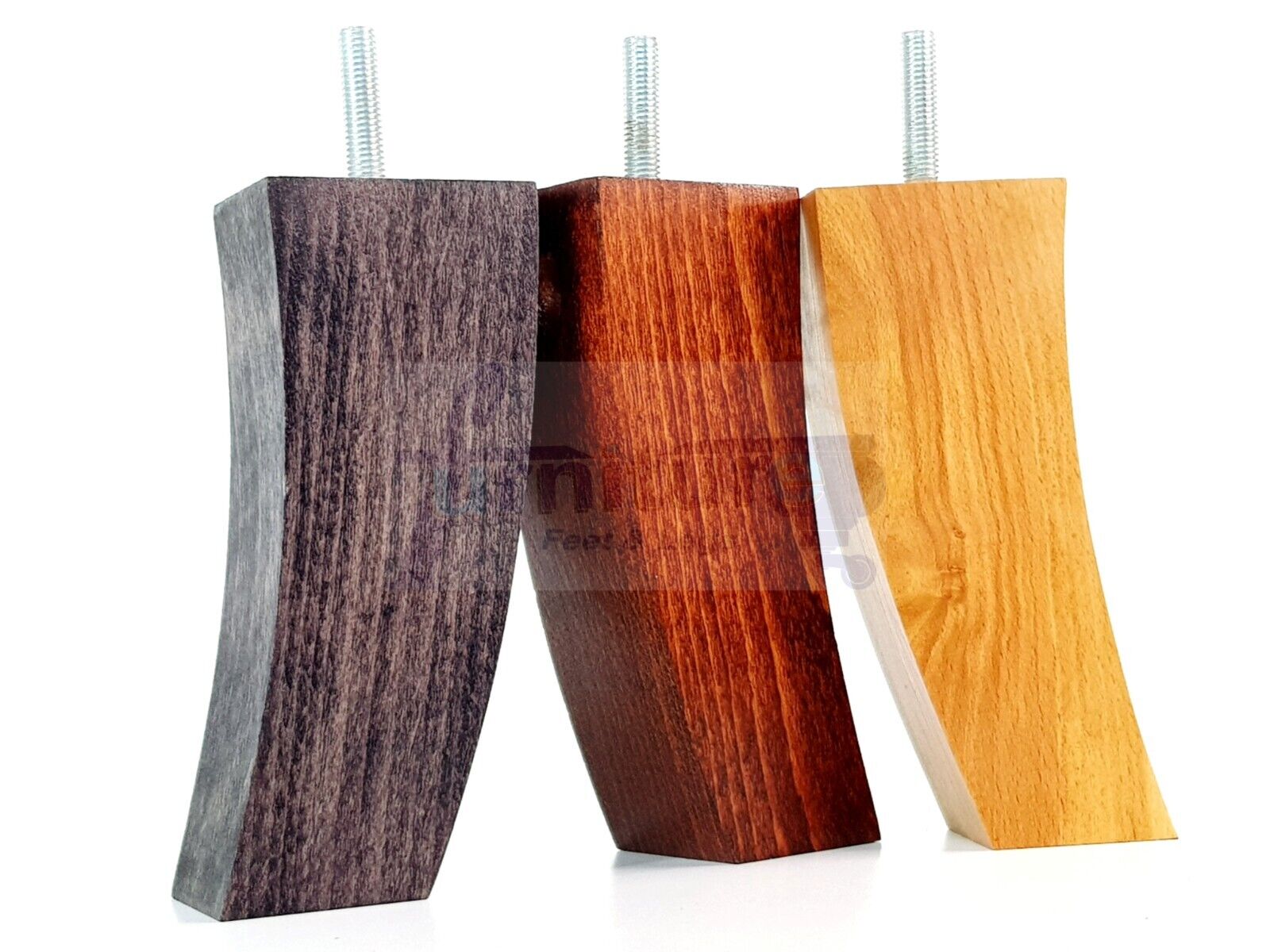 Set Of 4 Solid Wood Curved Furniture Feet Replacement Legs 145mm High M8(8mm)