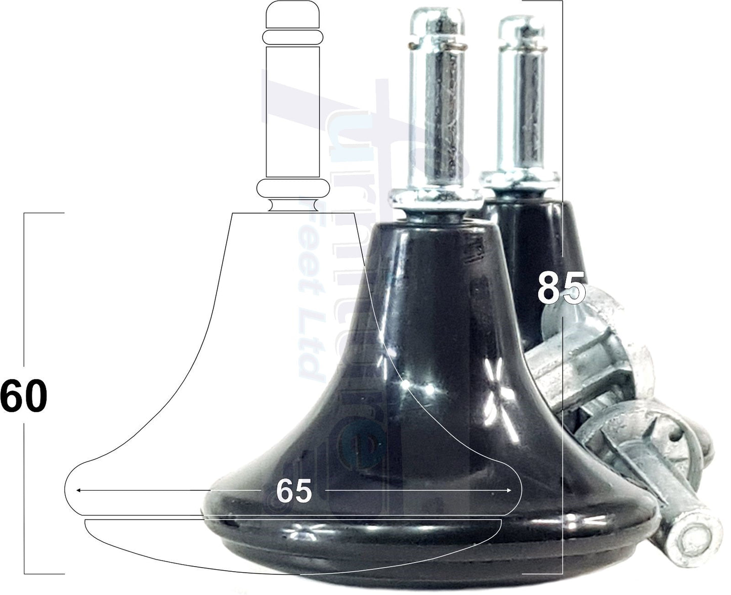 Strong Plastic High Quality Black Feet Leg Glides Castors & Inserts Glides For Divan Bed Sofa Settee Chair Heav Duty Mushroom Glides