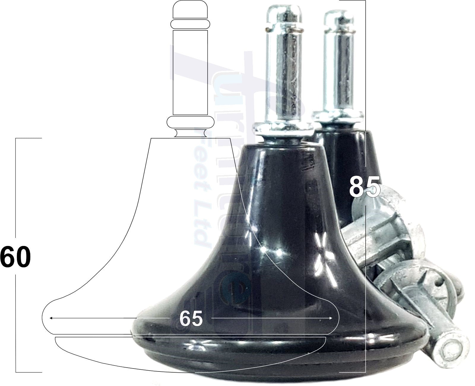 Strong Plastic High Quality Black Feet Leg Glides Castors & Inserts Glides For Divan Bed Sofa Settee Chair Heav Duty Mushroom Glides