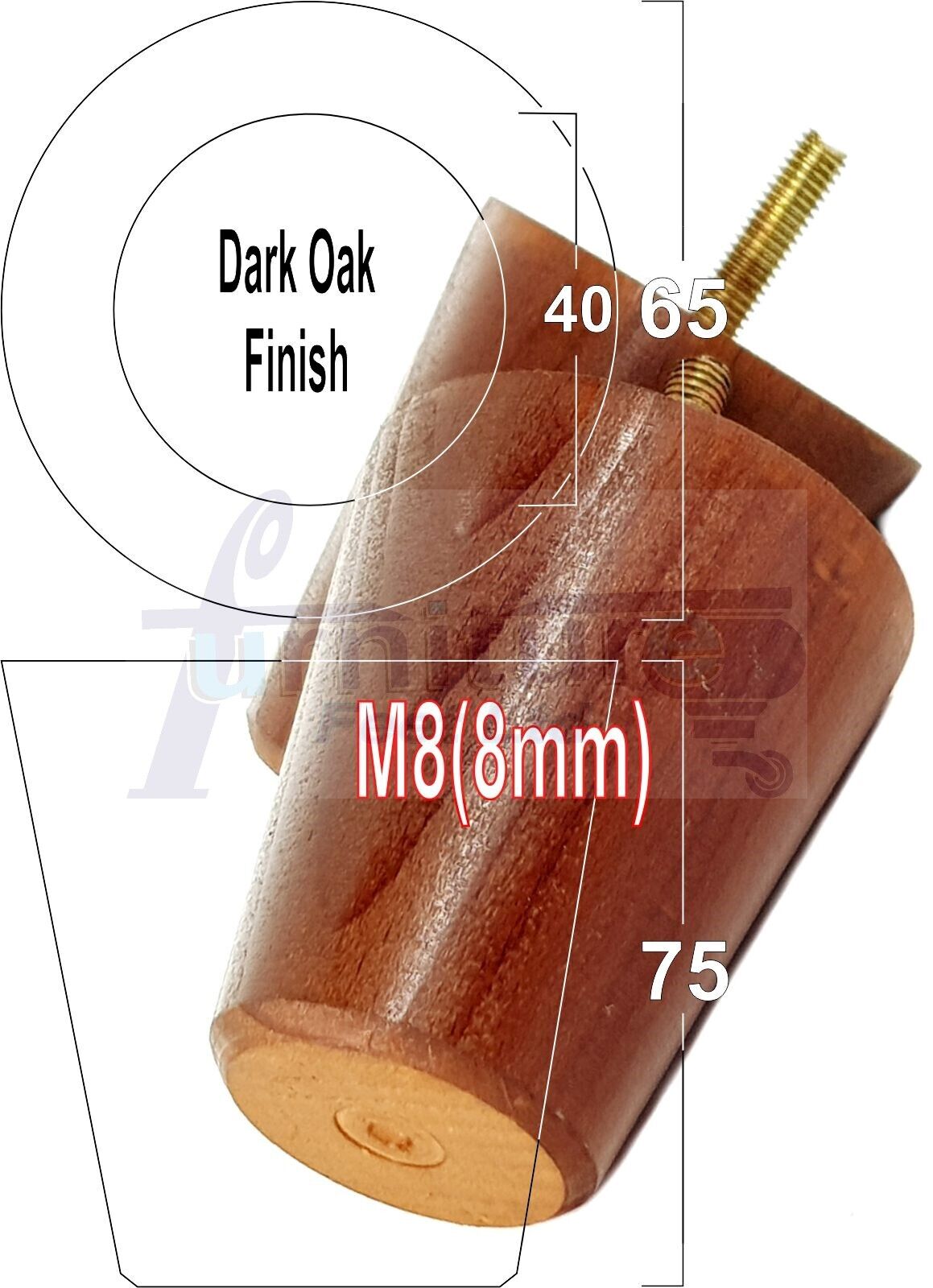 4x Solid Wood Turned Furniture Legs Replacement Bun Feet 75mm High Chairs Stools Sofa's Beds Settee M8