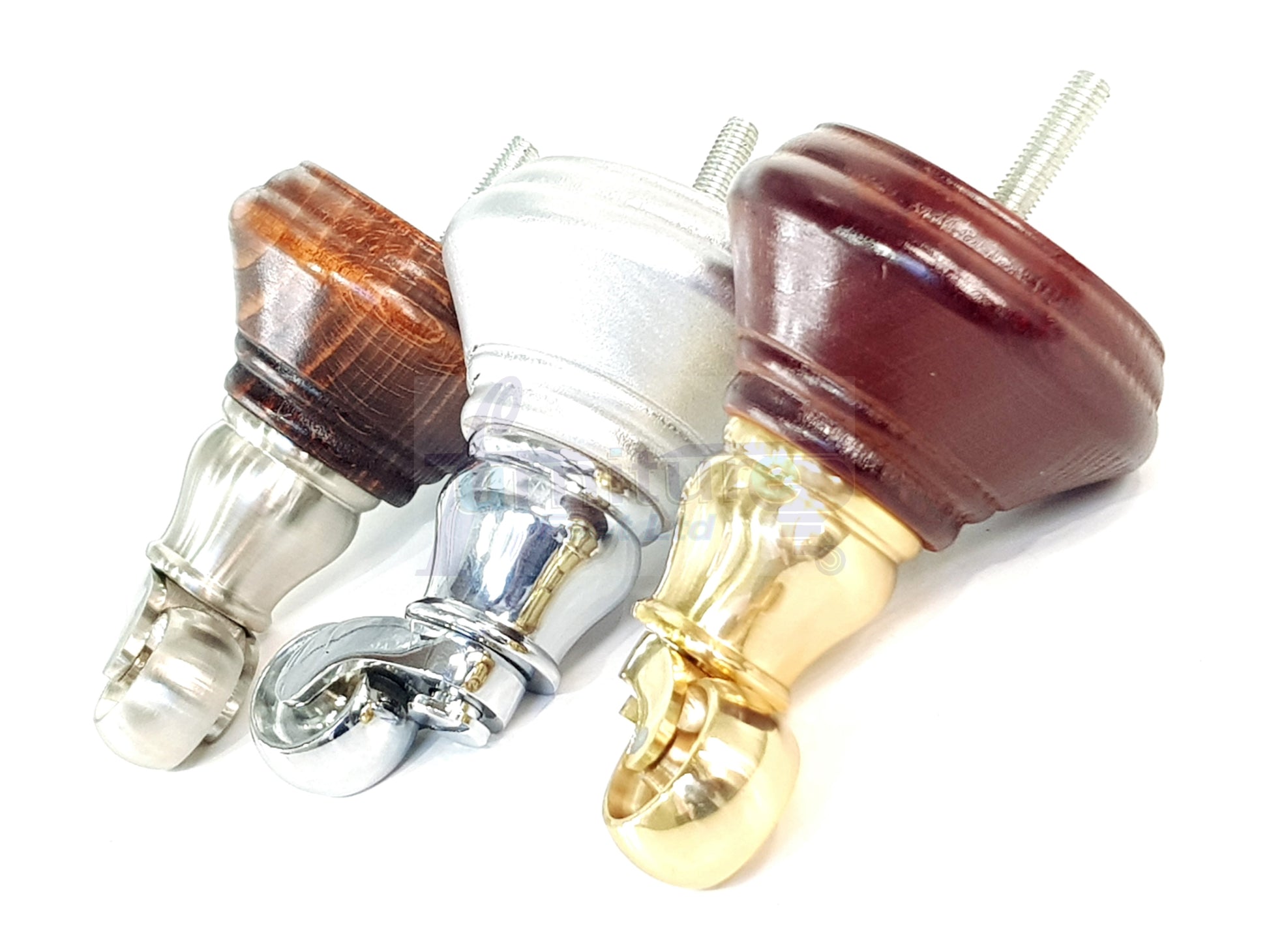 4x Natural Wooden Furniture Sofa Legs M8 With Castors Replacement Chair Settee Feet 115mm - 125mm High