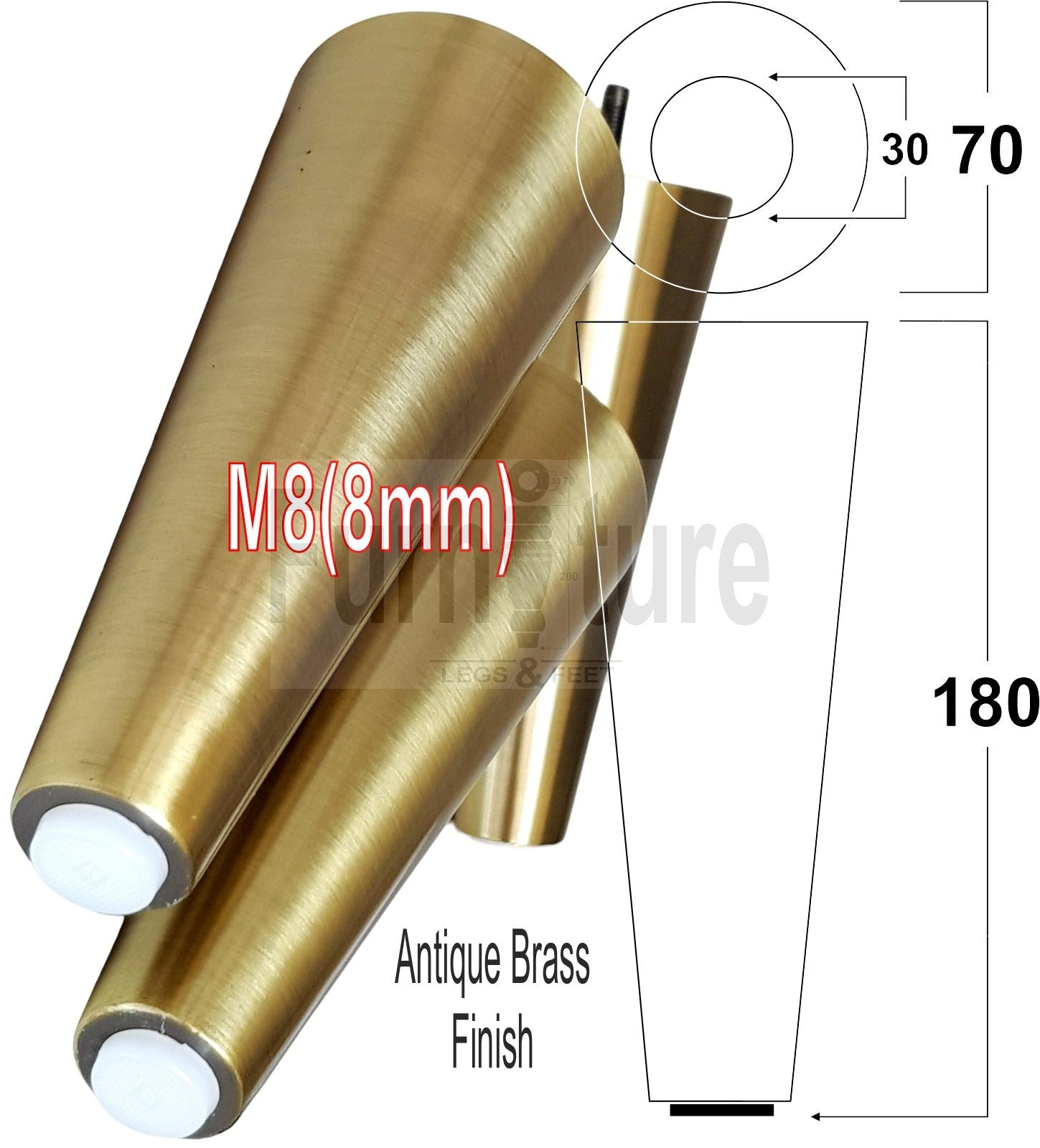 4x Metal Furniture Settee Legs Cabinet Sofa Feet 180mm High Chair Beds M8