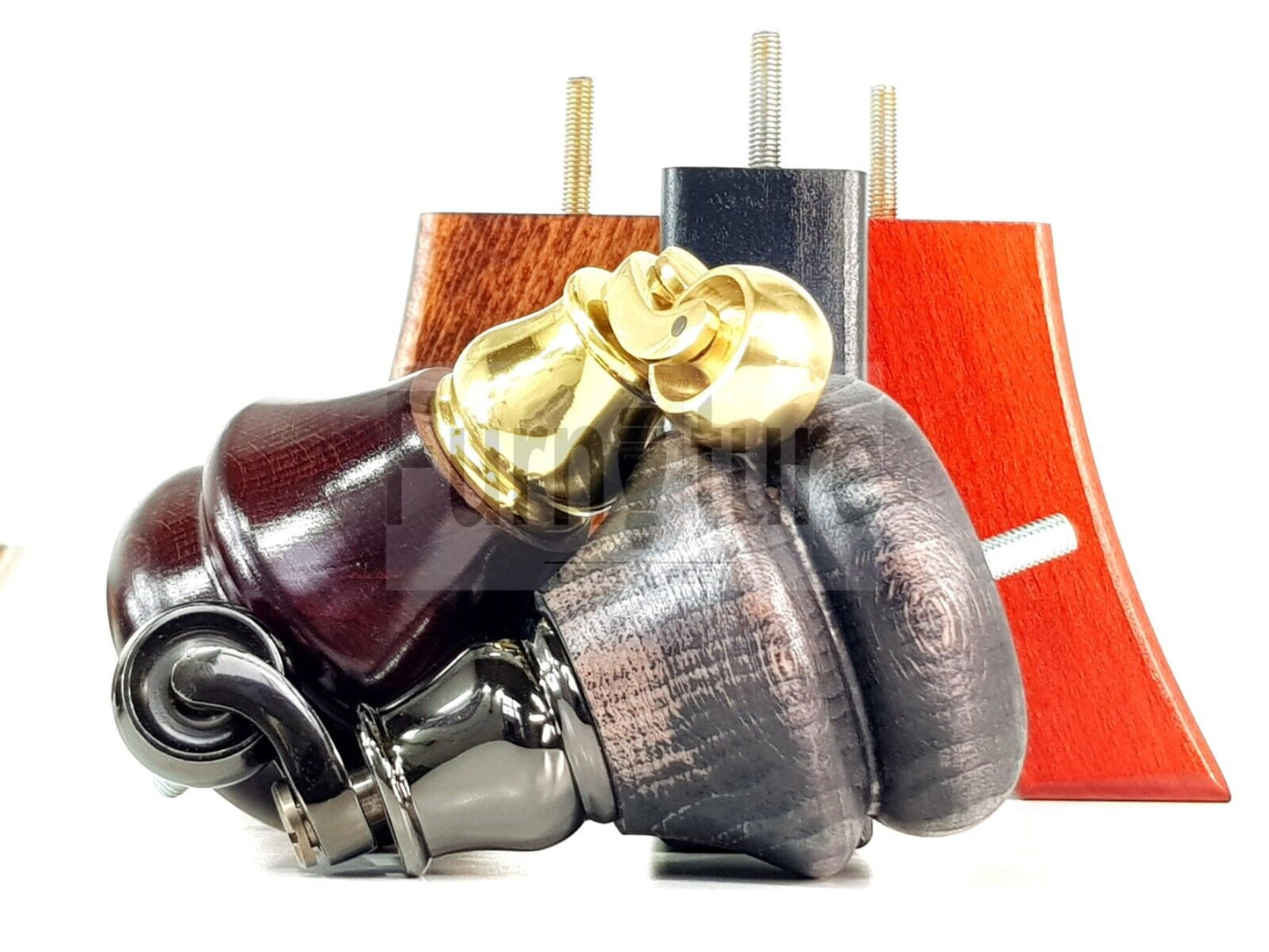 Turned Wood Furniture Feet 2 With Brushed Chrome Castors 140mm & 2 Curved Back Legs Sofas Chairs Stools Cabinets Beds M8