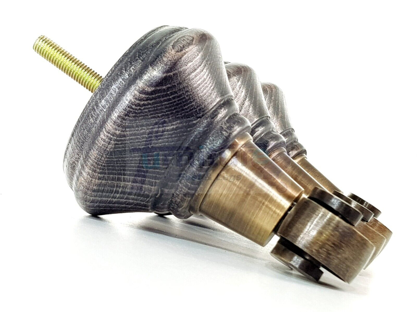 4x Black Washed Wooden Furniture Sofa Legs M8 With Castors Replacement Chair Settee Feet 115mm - 125mm High