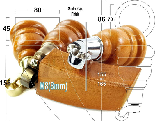 Turned Wood Furniture Feet Golden Oak 2 With Castors 155mm and 2 Curved Back Legs Sofas Chairs Stools Cabinets Beds M8 6 Inches