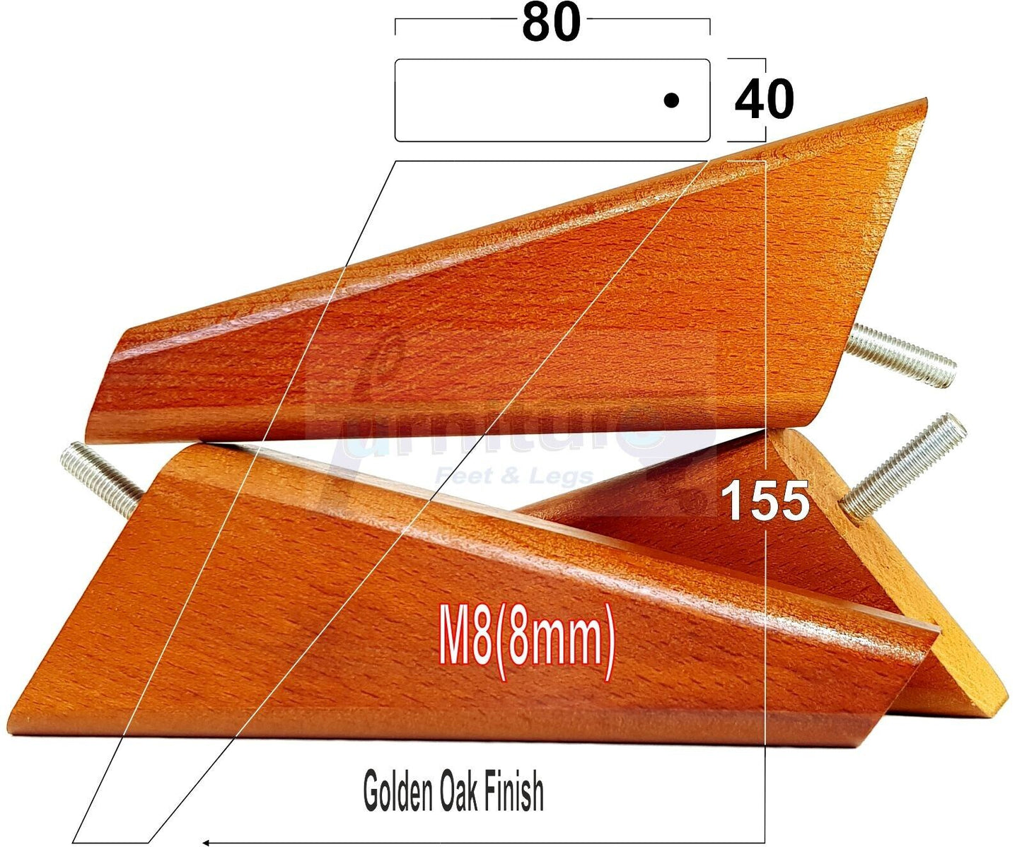 4 Replacement Tapered Feet 155mm High Wood Angled Furniture Legs 6 Inches Tall Chairs Stools Sofa's Beds Settee Cabinets M8