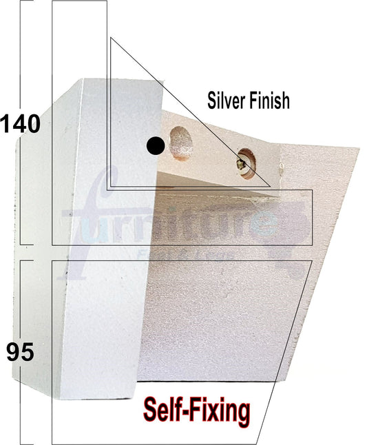 4 Solid Wood Furniture Legs Replacement Corner Feet 95mm High Self-Fixing: Silver