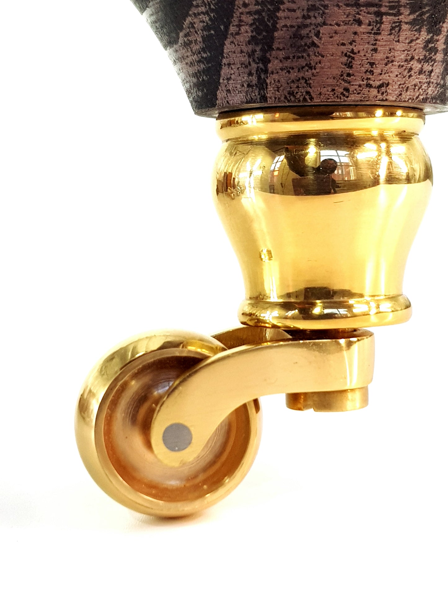 Solid Wood Furniture Legs With Castors Set of 4 Antique Brown Stain 6 Inch Feet 160mm High M8 