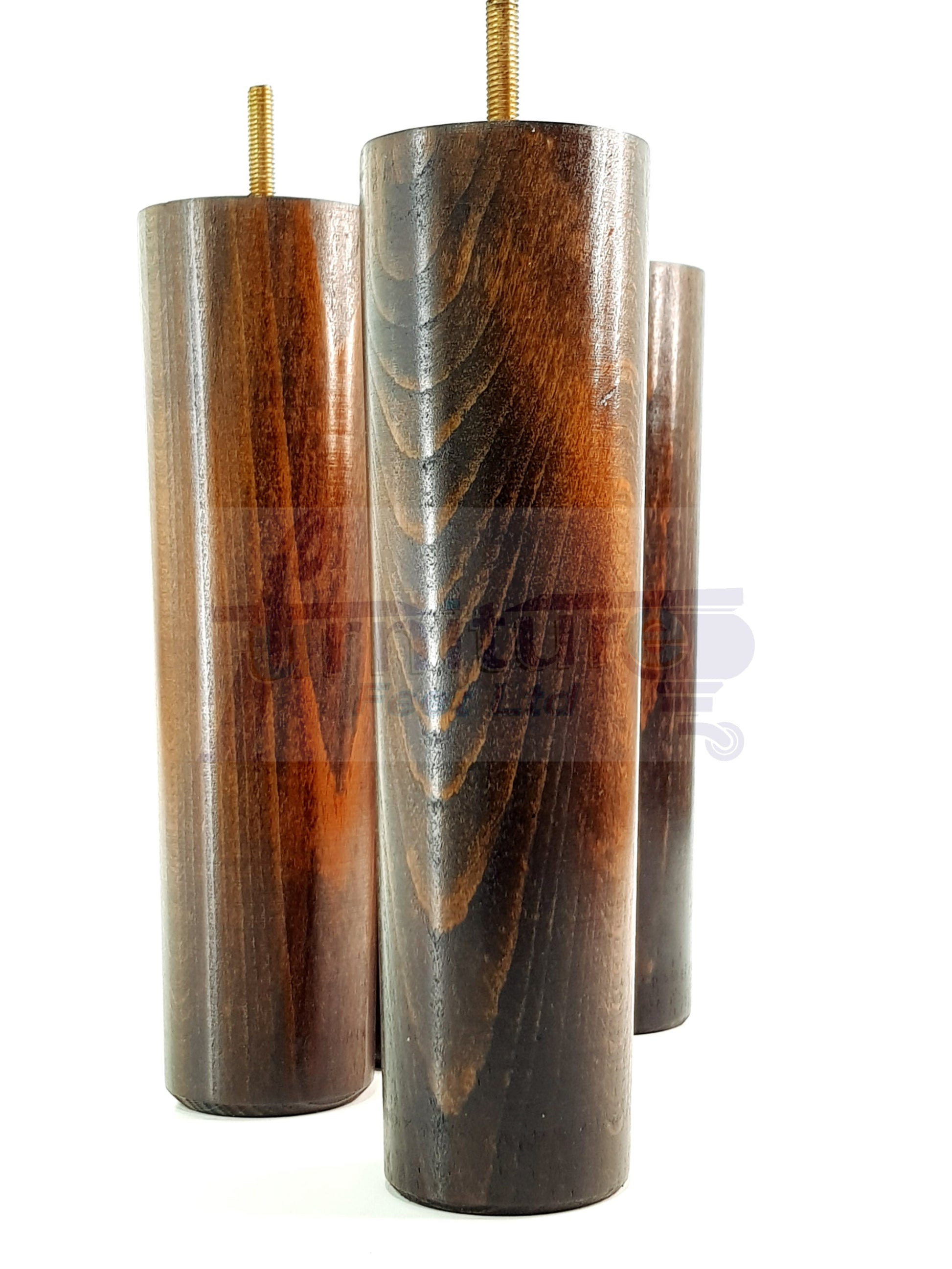 4 Furniture Legs Replacement Feet 230mm Chairs Settee & Cabinets M8 Thread Dark Walnut Washed