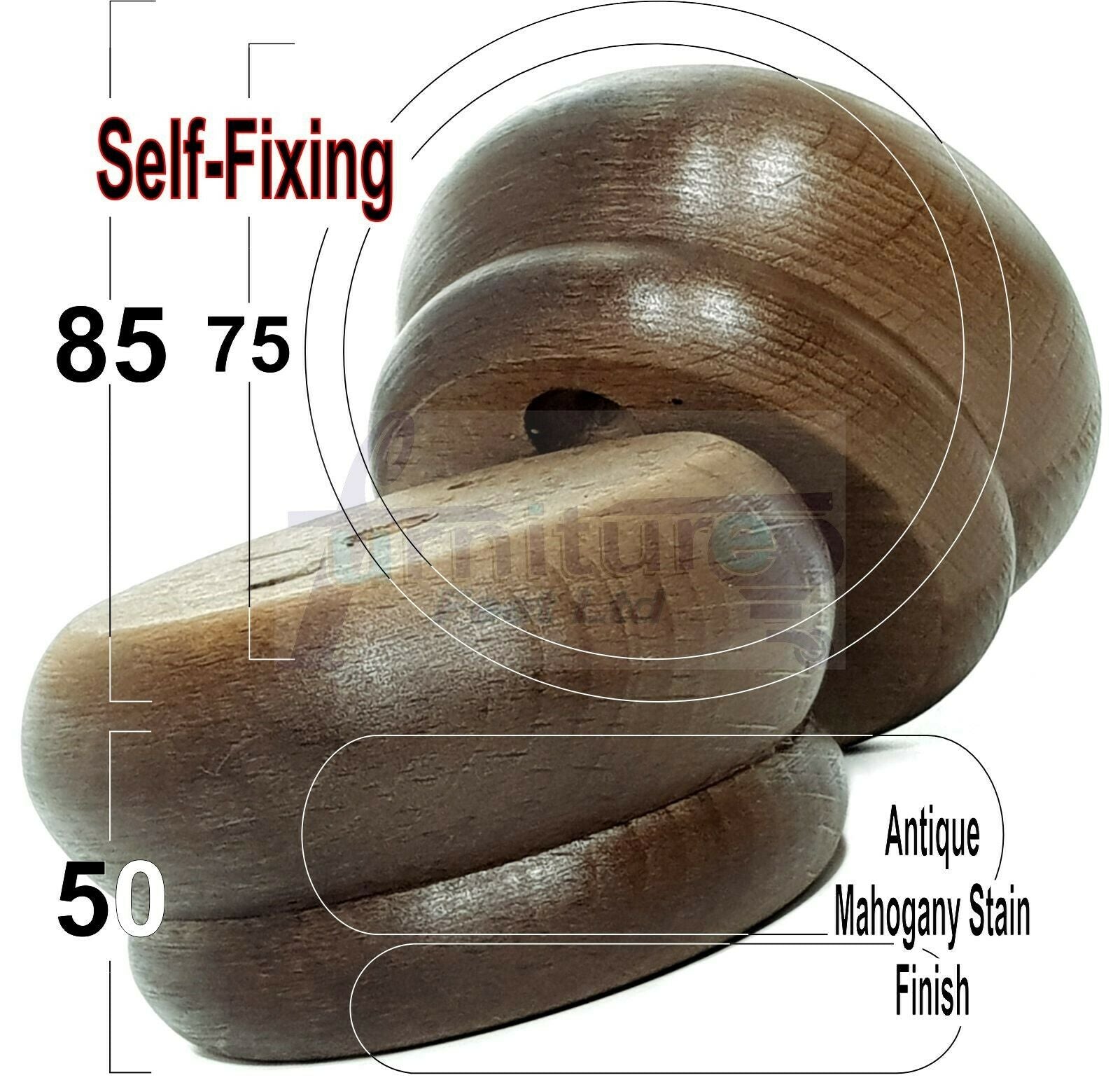 4 Turned Wood Furniture Legs Chair Sofa Stool Bed Replacement Bun Feet 50mm High