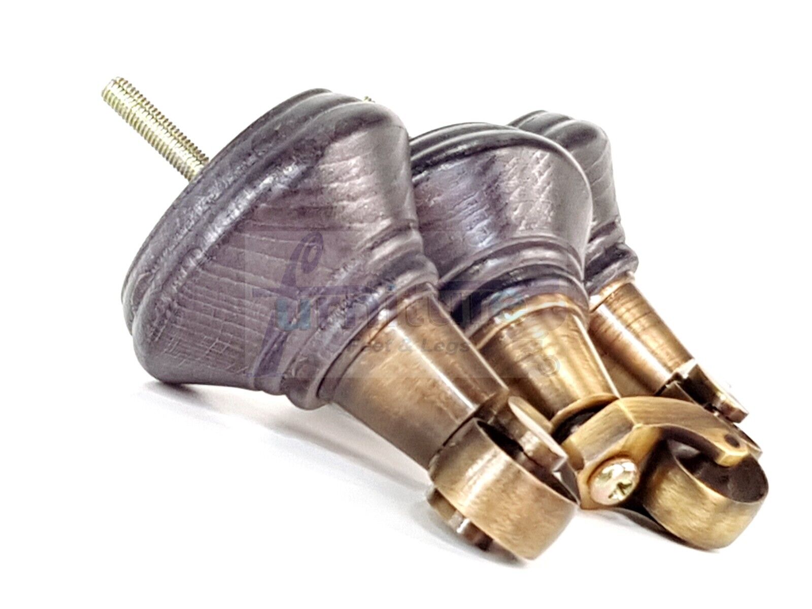 4x Black Stain Wooden Furniture Sofa Legs M8 With Castors Replacment Chair Settee Feet 115mm - 125mm High