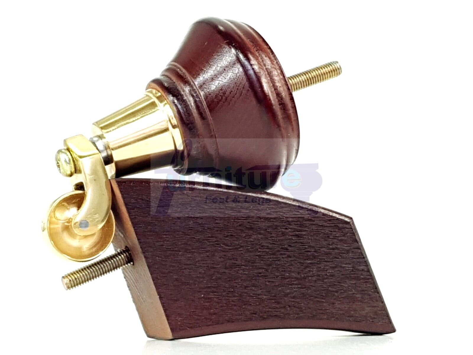 2 Antique Mahogany Wood Furniture Sofa Feet With Castor 125mm & 2 Curved Legs Chair Settee 100mm High M8