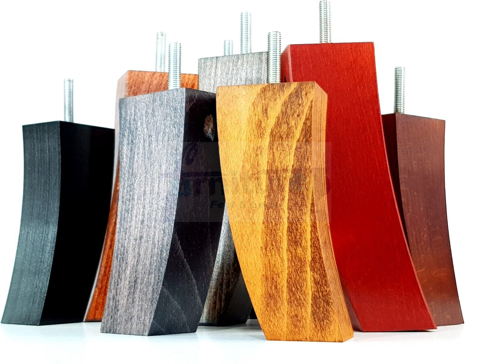 Set Of 4 Solid Wood Curved Furniture Feet Replacement Legs 185mm High M8(8mm)