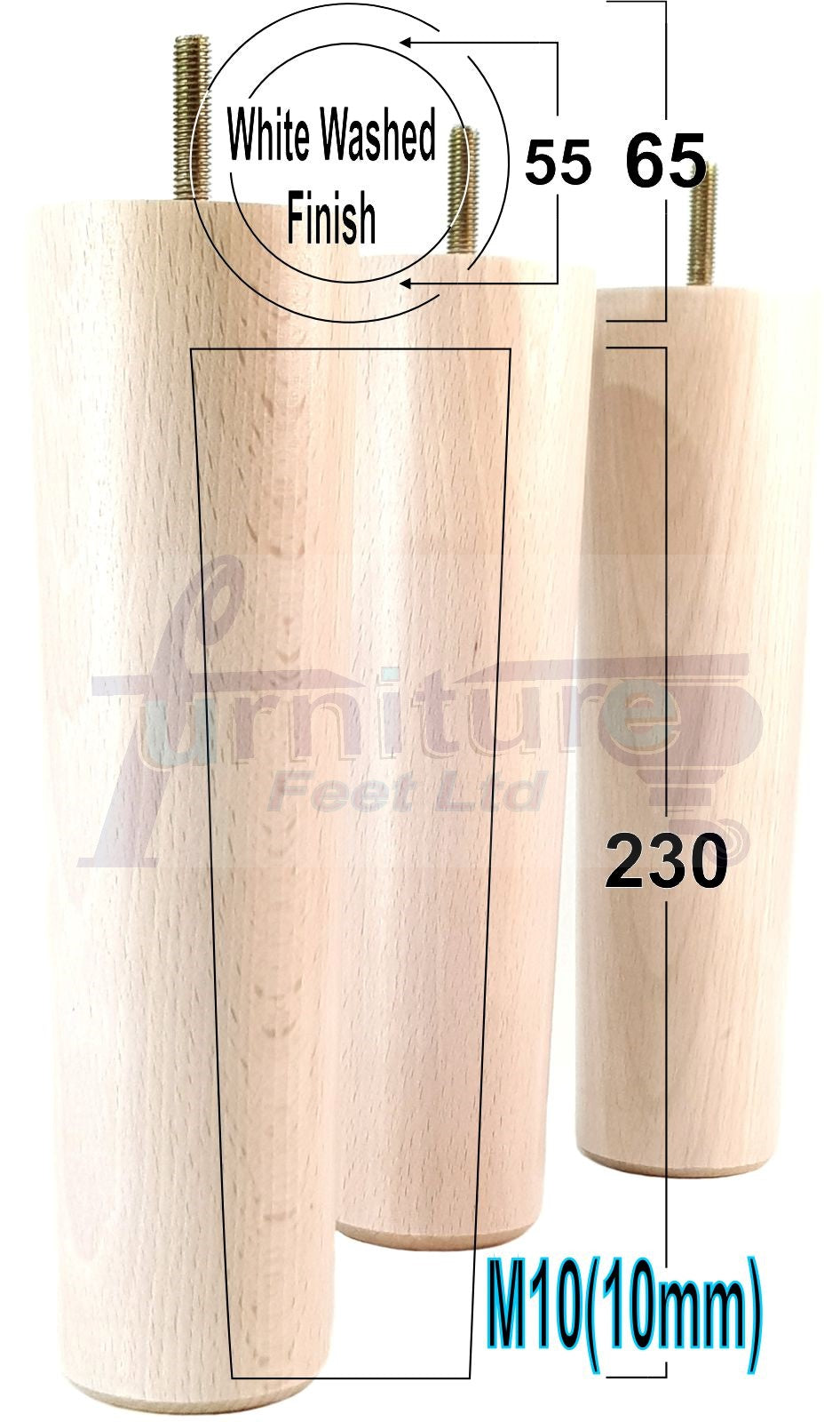 4 Solid Wood Turned Furniture Legs Replacement Feet 230mm High Chairs Sofa Bed Settee & Cabinets M10