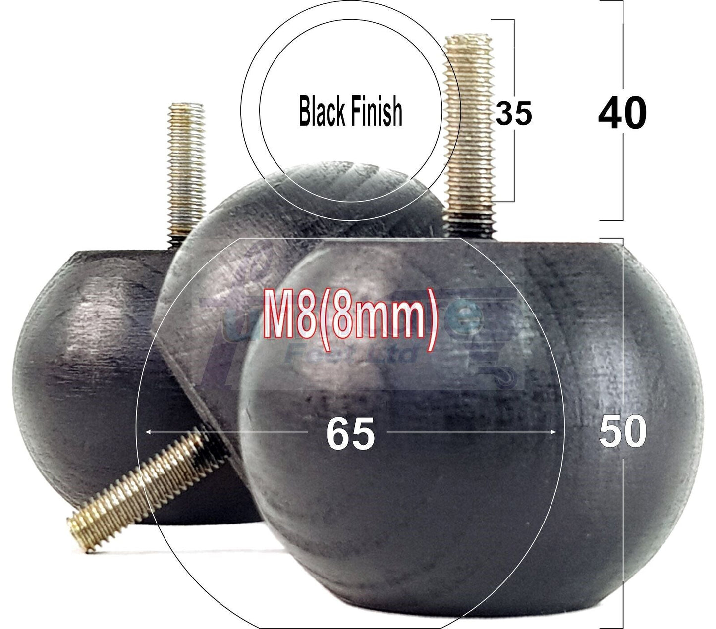 4 Solid Round Wood Turned Furniture Legs Replacement Bun Feet 2 Inches 50mm High Chairs Sofa Beds Settee M8 
