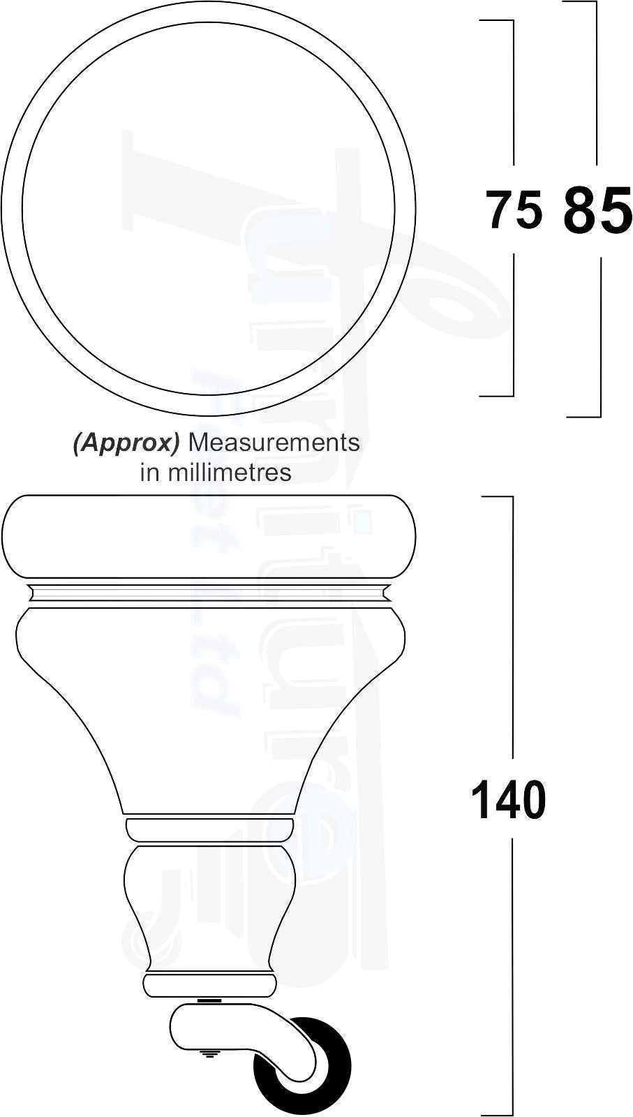 Turned Mahogany Furniture Wood Feet 2 With Castors & 2 Curved Legs140mm Sofas Chairs Settee Cabinets Beds M8