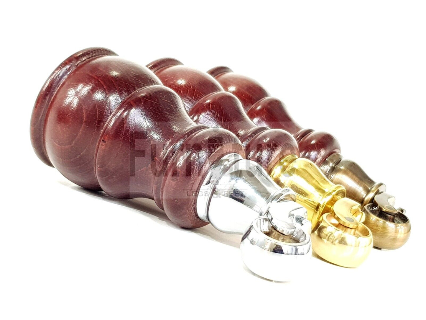 4 Turned Wood Feet Mahogany Castor Legs Chair Furniture Stools Sofa Chairs M8 160mm 6 Inch High