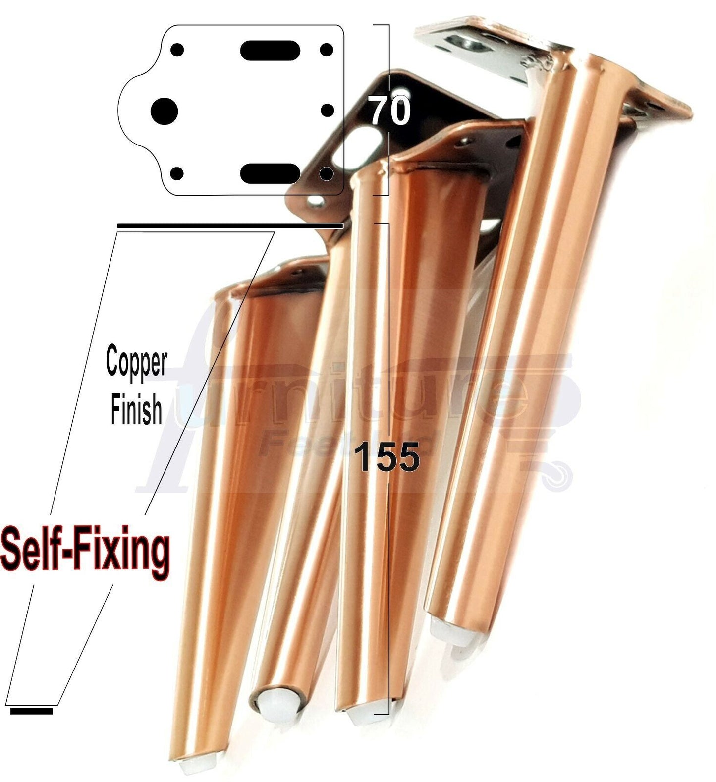 4 Metal Furniture Legs 155mm High Replacement Feet Sofas Chair Cabinet Bed Stool