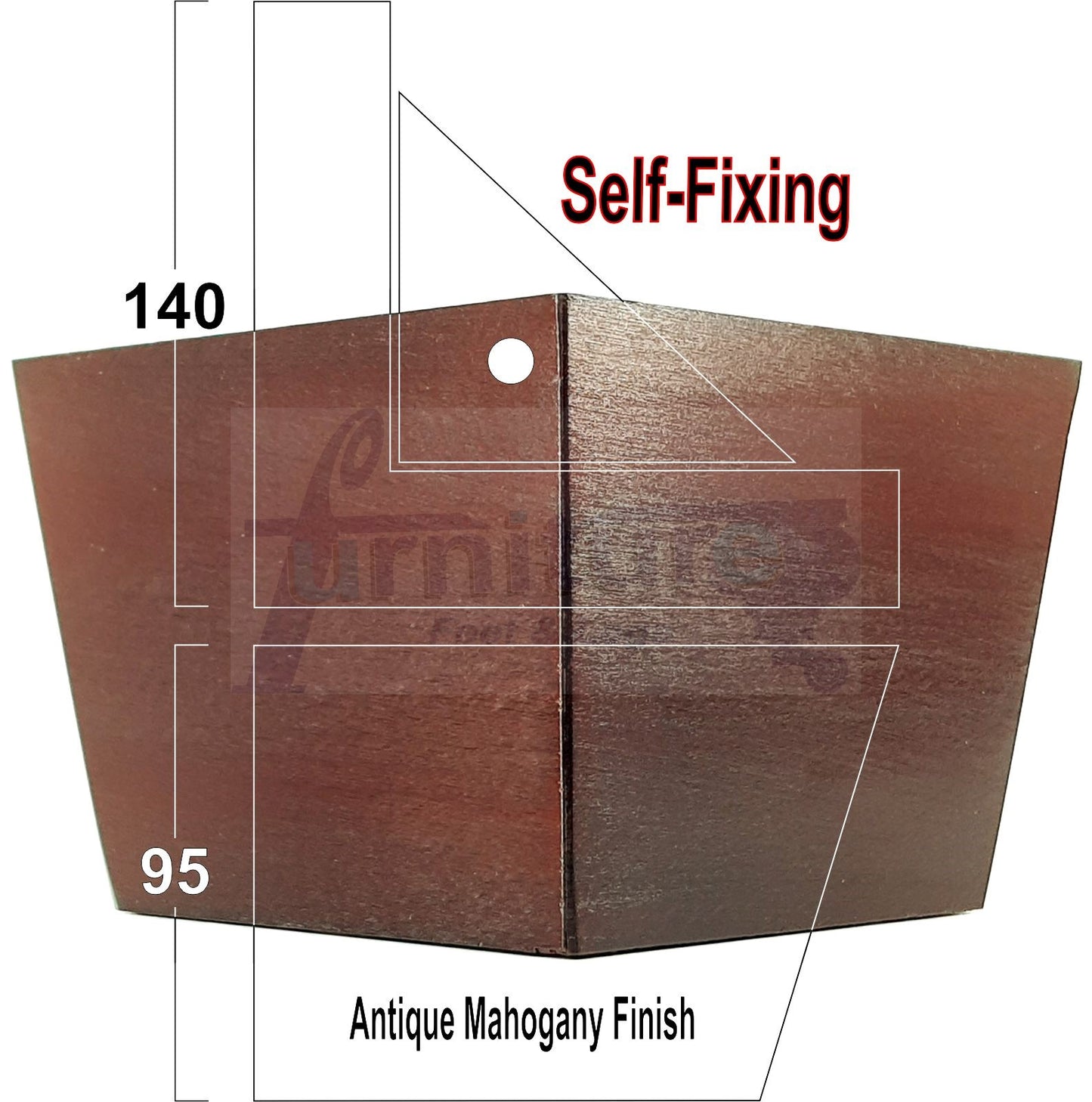 4 Solid Wood Furniture Legs Replacement Corner Feet 95mm High Self-Fixing: Antique Mahogany