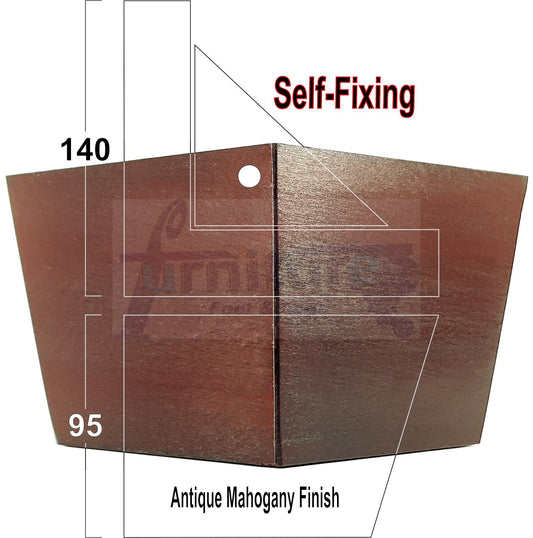4 Solid Wood Furniture Legs Replacement Corner Feet 95mm High Self-Fixing: Antique Mahogany