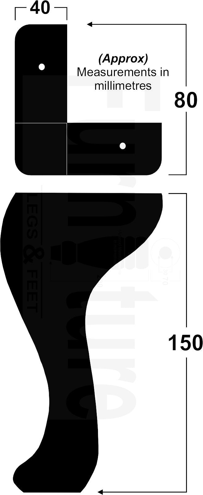 4 Solid Wood Furniture Feet 150mm High Queen Anne Replacement Legs Chairs Settees Beds Sofas M10 Thread
