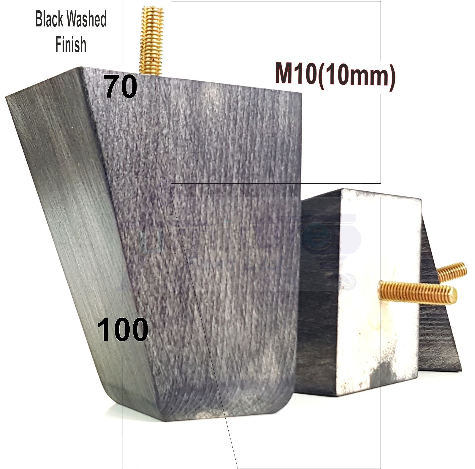 4x Angled Block Wood Sofa Legs 100mm High Replacement Furniture Feet Chairs Cabinets M10 Thread