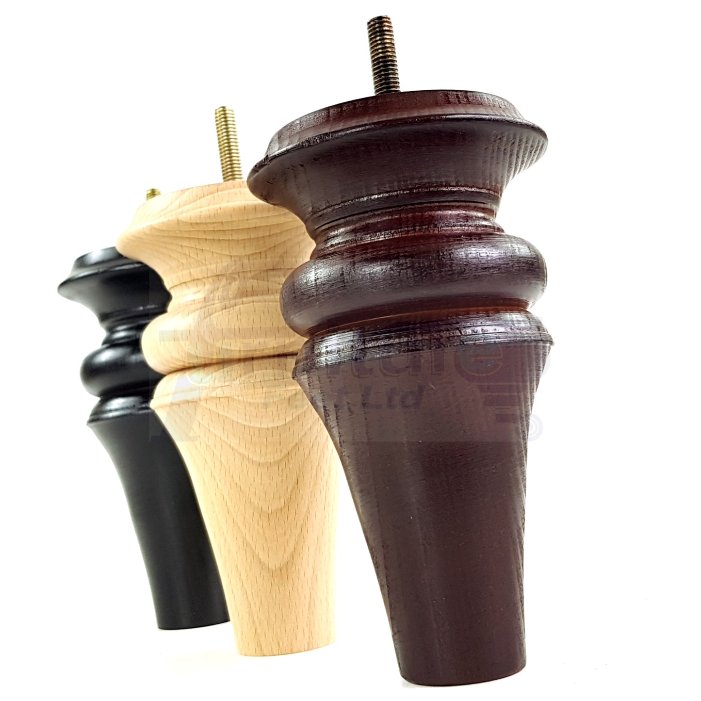 4 Turned Furniture Legs 150mm High Replacement Feet M10 Thread For Settees Chairs Sofas
