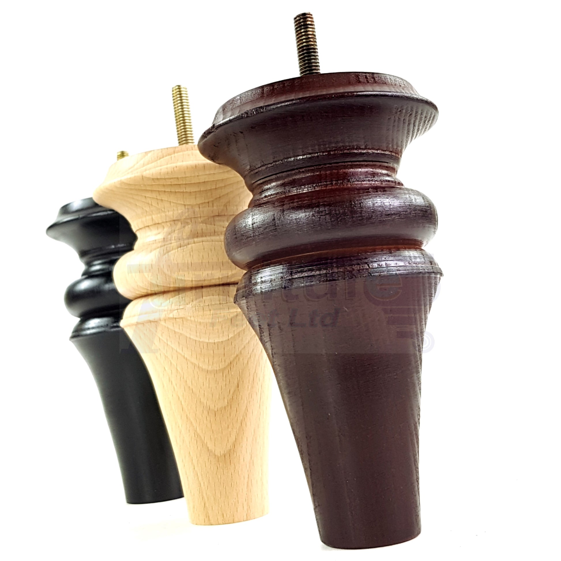 4 Turned Furniture Legs 150mm High Replacement Feet M10 Thread For Settees Chairs Sofas