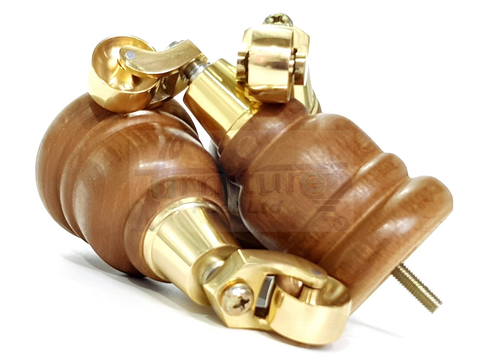 4 Turned Dark Oak Stain Wood Furniture Feet With Castors 155mm Legs Sofas Chairs Stools Cabinets Beds M8 6 Inches	