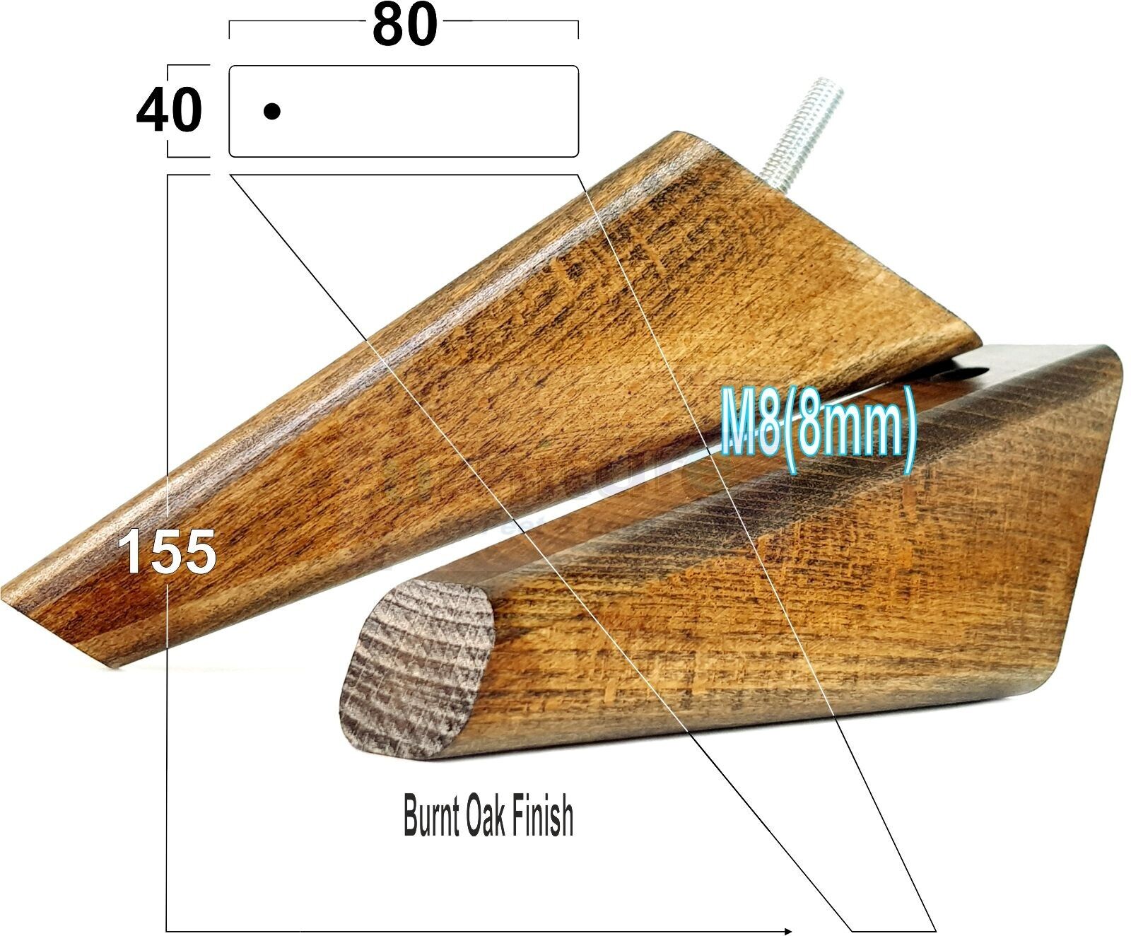 4 Replacement Tapered Feet 155mm High Wood Angled Furniture Legs 6 Inches Tall Chairs Stools Sofa's Beds Settee Cabinets M8