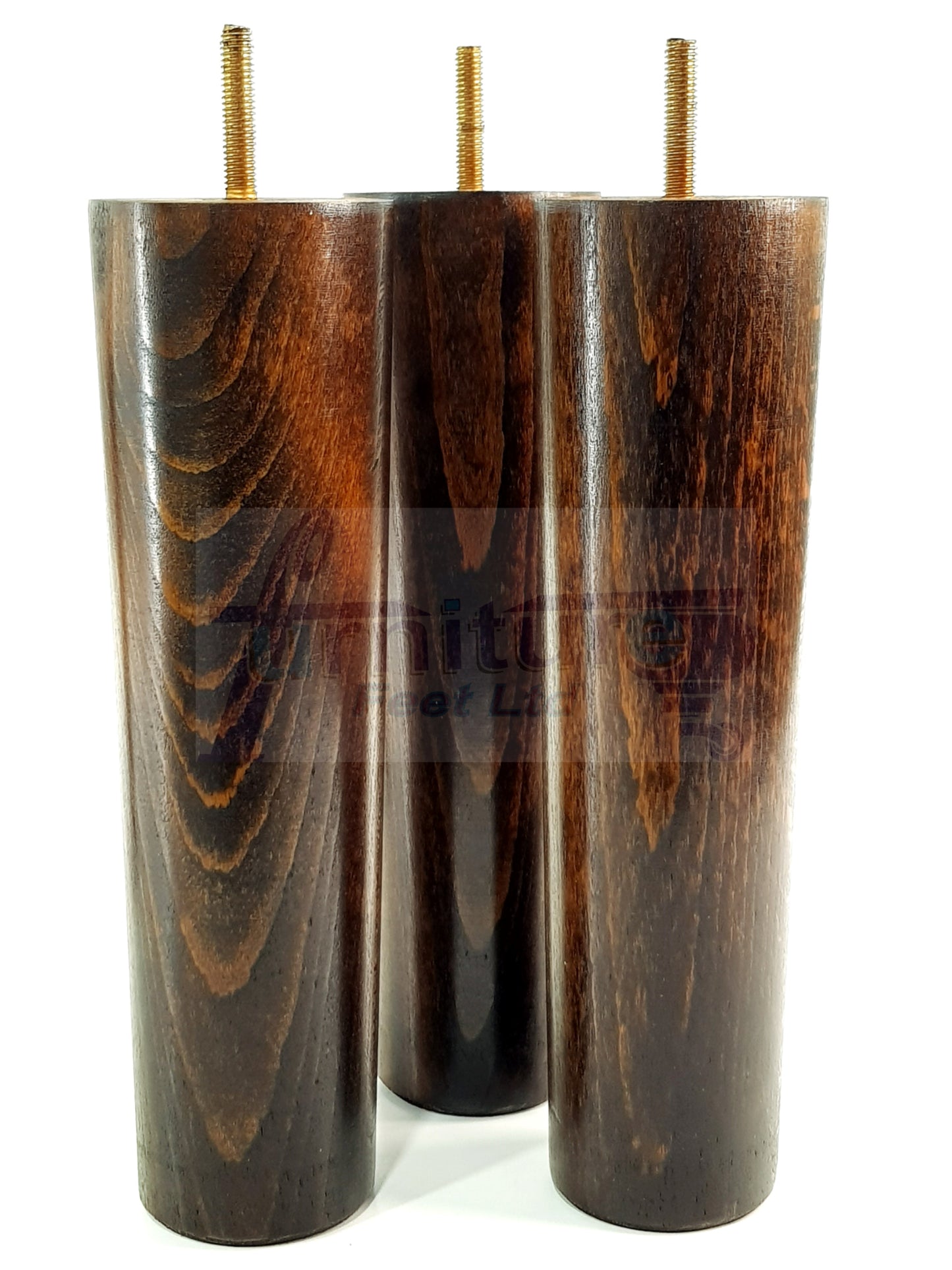 4 Furniture Legs Replacement Feet 230mm Chairs Settee & Cabinets M8 Thread Dark Walnut Washed