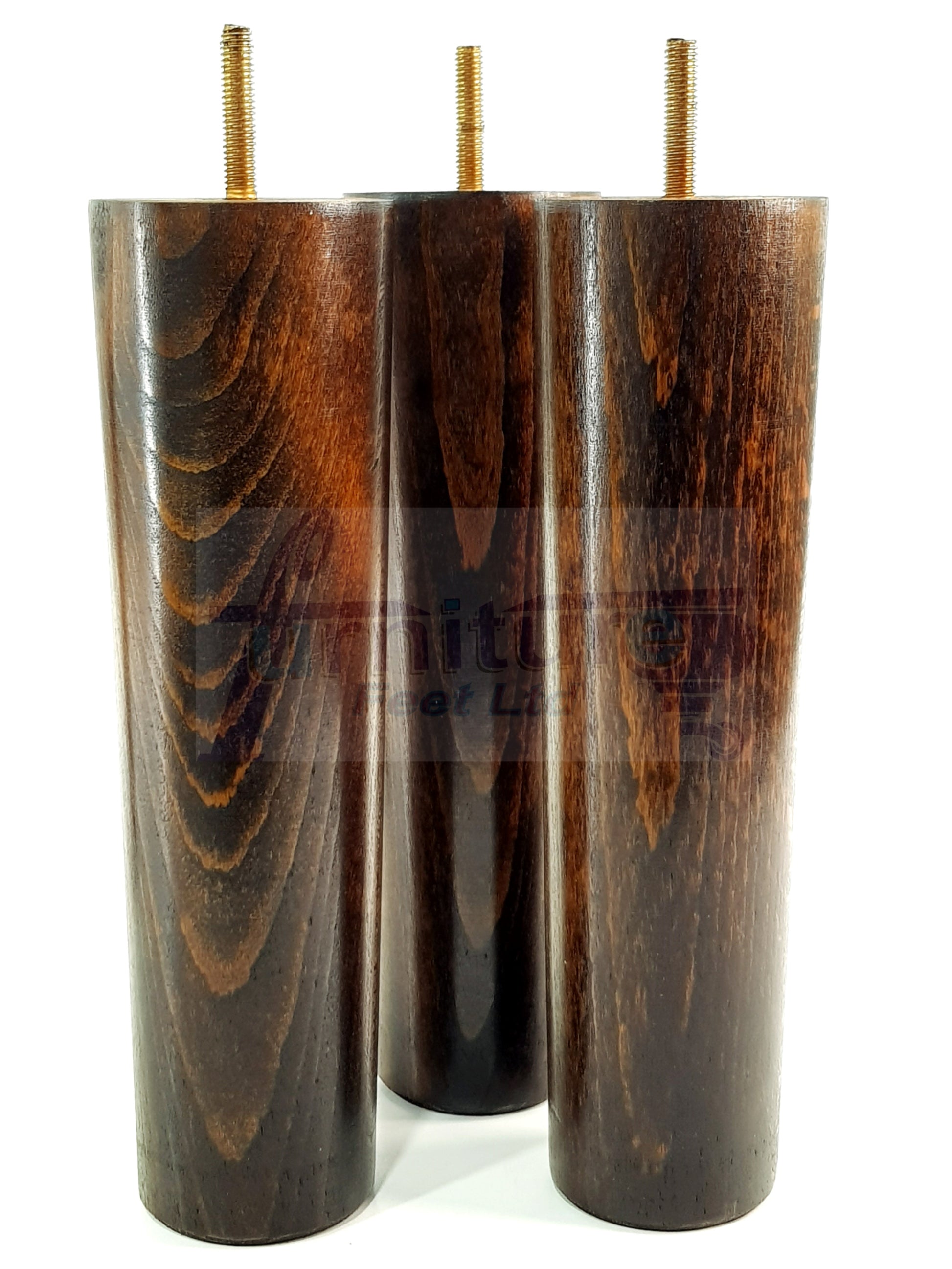 4 Furniture Legs Replacement Feet 230mm Chairs Settee & Cabinets M8 Thread Dark Walnut Washed