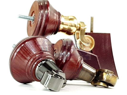 2 Mahogany Wood Furniture Sofa Feet With Castor 125mm & 2 Curved Legs Chair Settee 100mm High M8