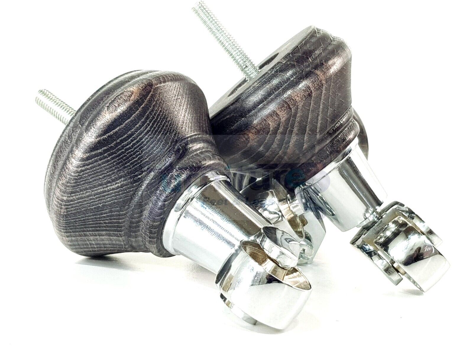 4x Black Washed Wooden Furniture Sofa Legs M8 With Castors Replacement Chair Settee Feet 115mm - 125mm High