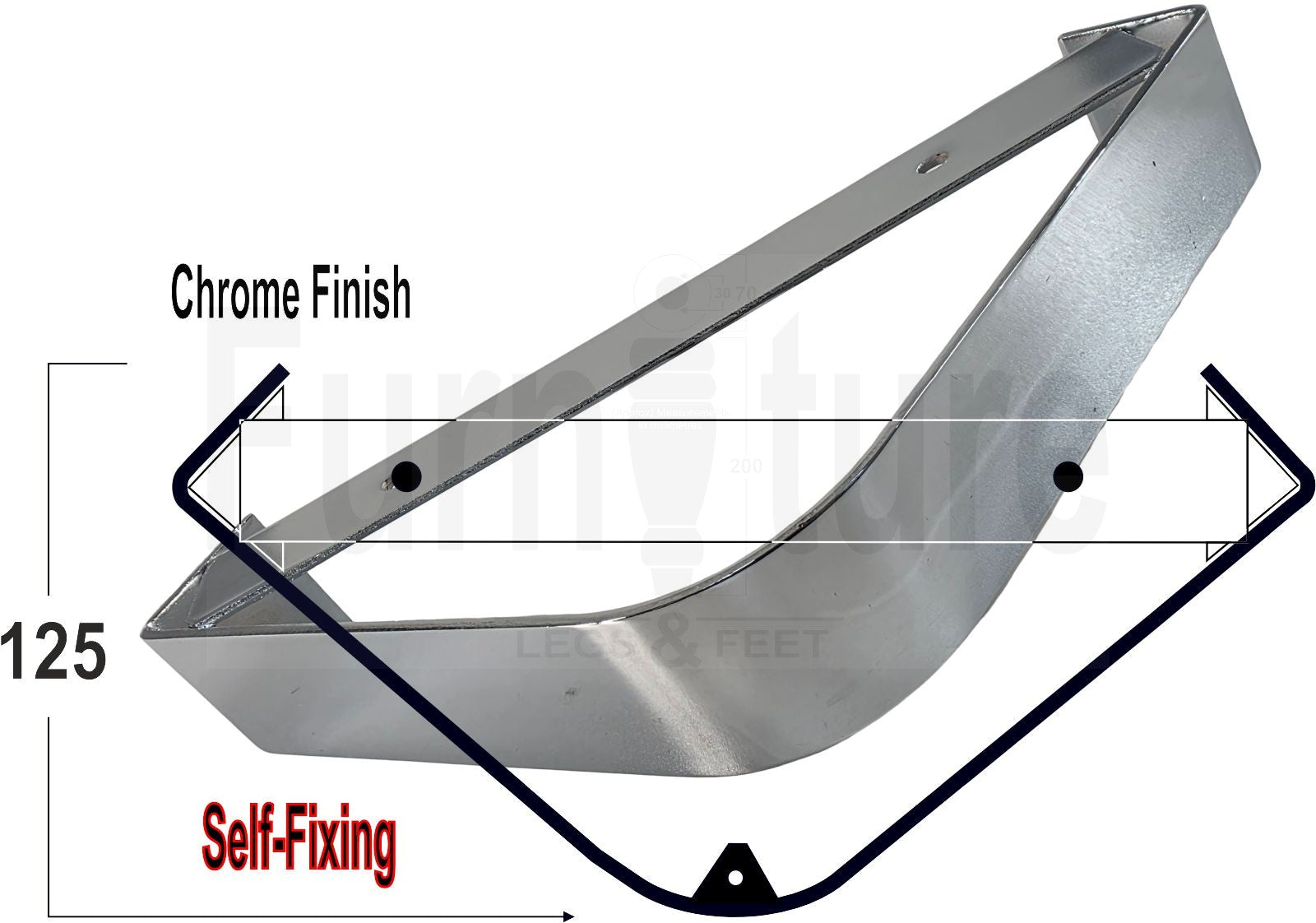 4 Metal Corner Legs Silver Replacement Furniture Feet Chrome Finish 50mm High 