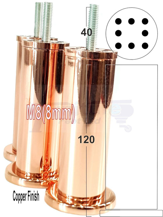 4 Rose Gold Furniture Feet Metal Copper Legs 125mm High Sofa Chair Beds Cabinets