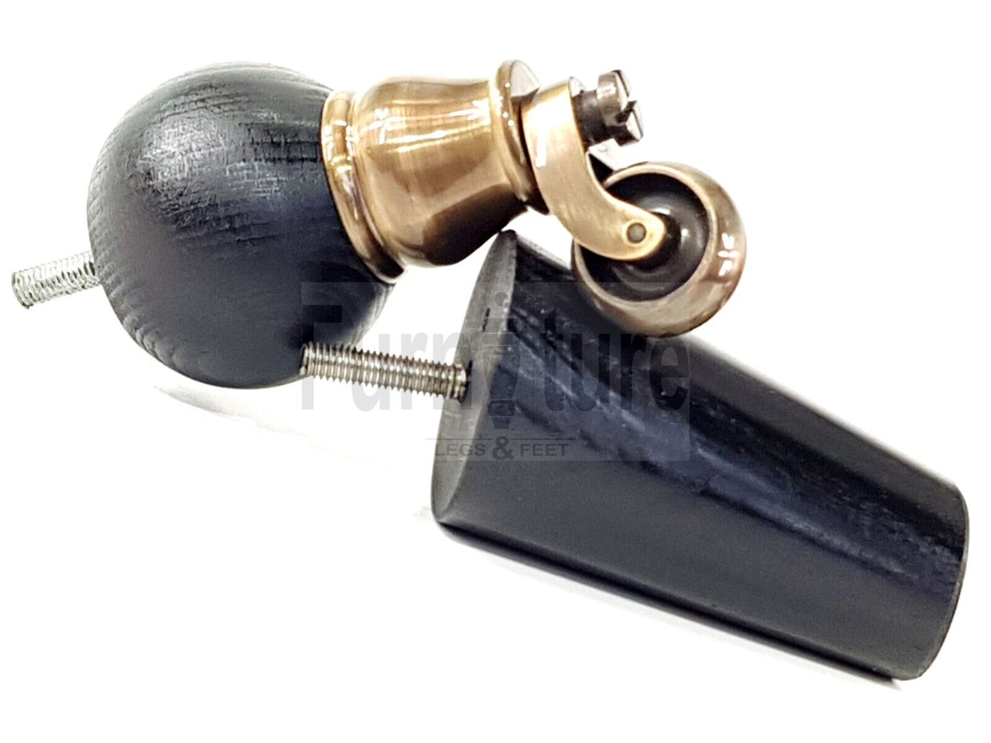 4x Turned Wood Furniture Chair Settee Legs M8 Sofa Feet 2x With Castors 118mm