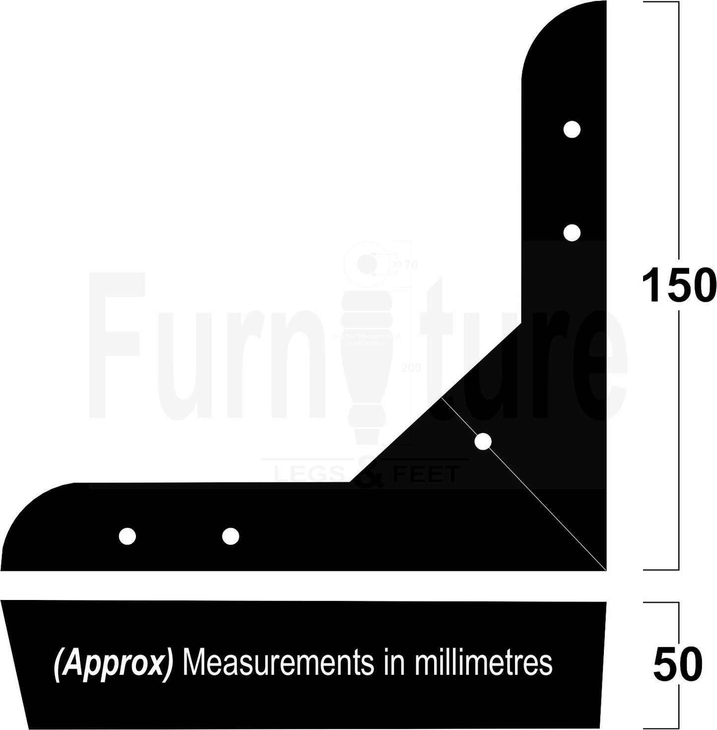 Metal Furniture Feet Chrome Replacement Corner Leg 50mm High Sofa Chairs Stools Beds Cabinets Pre-Drilled