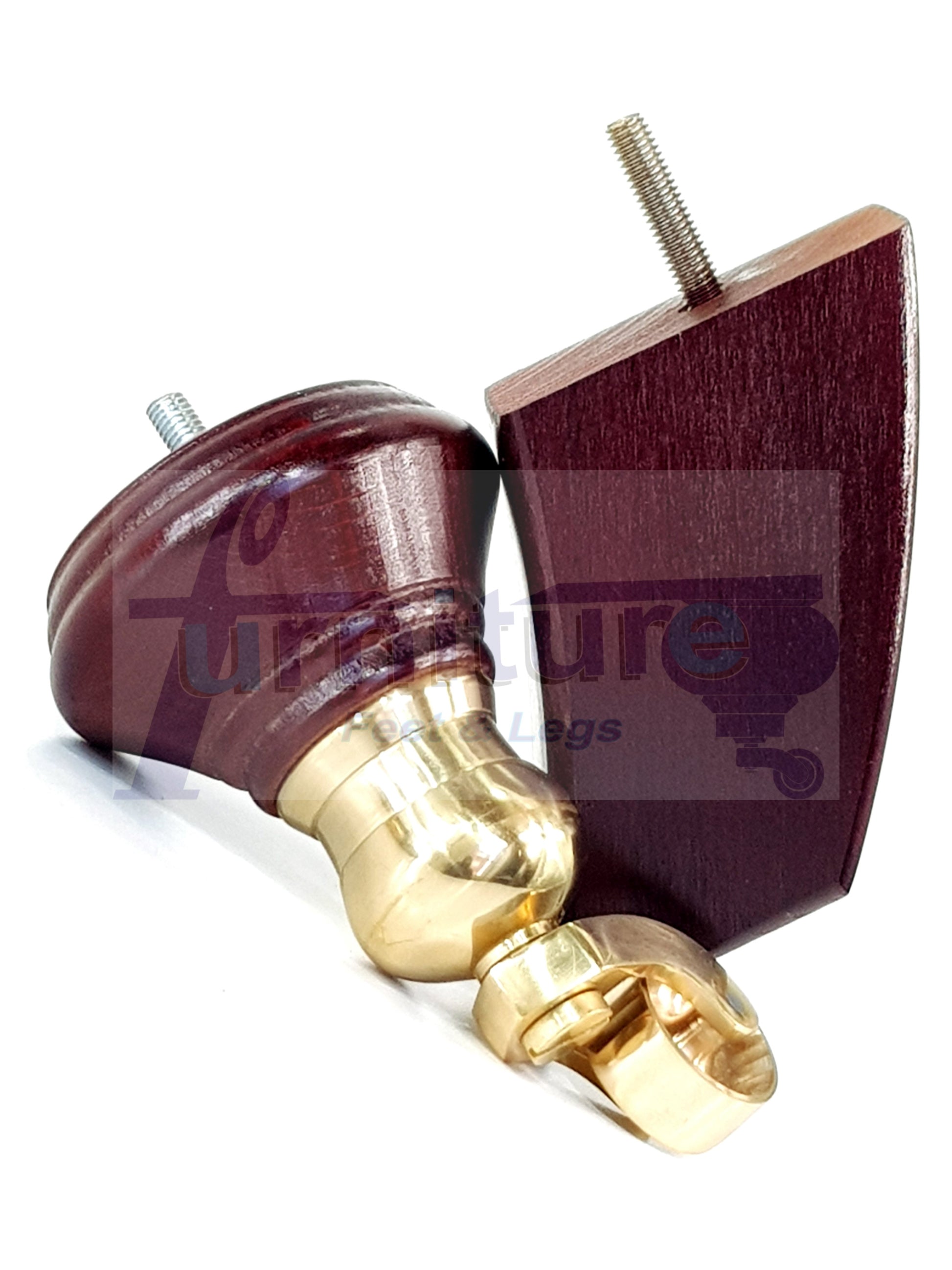 4 Turned Mahogany Replacement Furniture Legs With Wheels 2 Castor Feet 120mm High 2 Curved Wood Chairs Stools Sofa Beds Cabinets M8