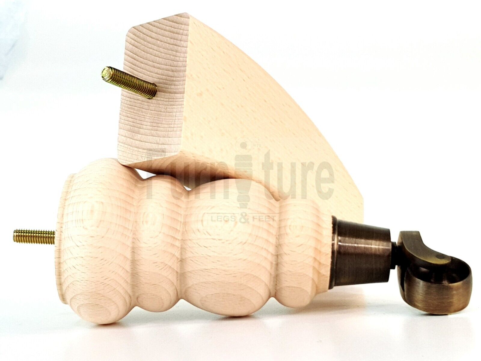 2x Furniture Antique Castor Legs & 2x Curved Solid Wooden Feet M8 Chairs Sofa 200mm High