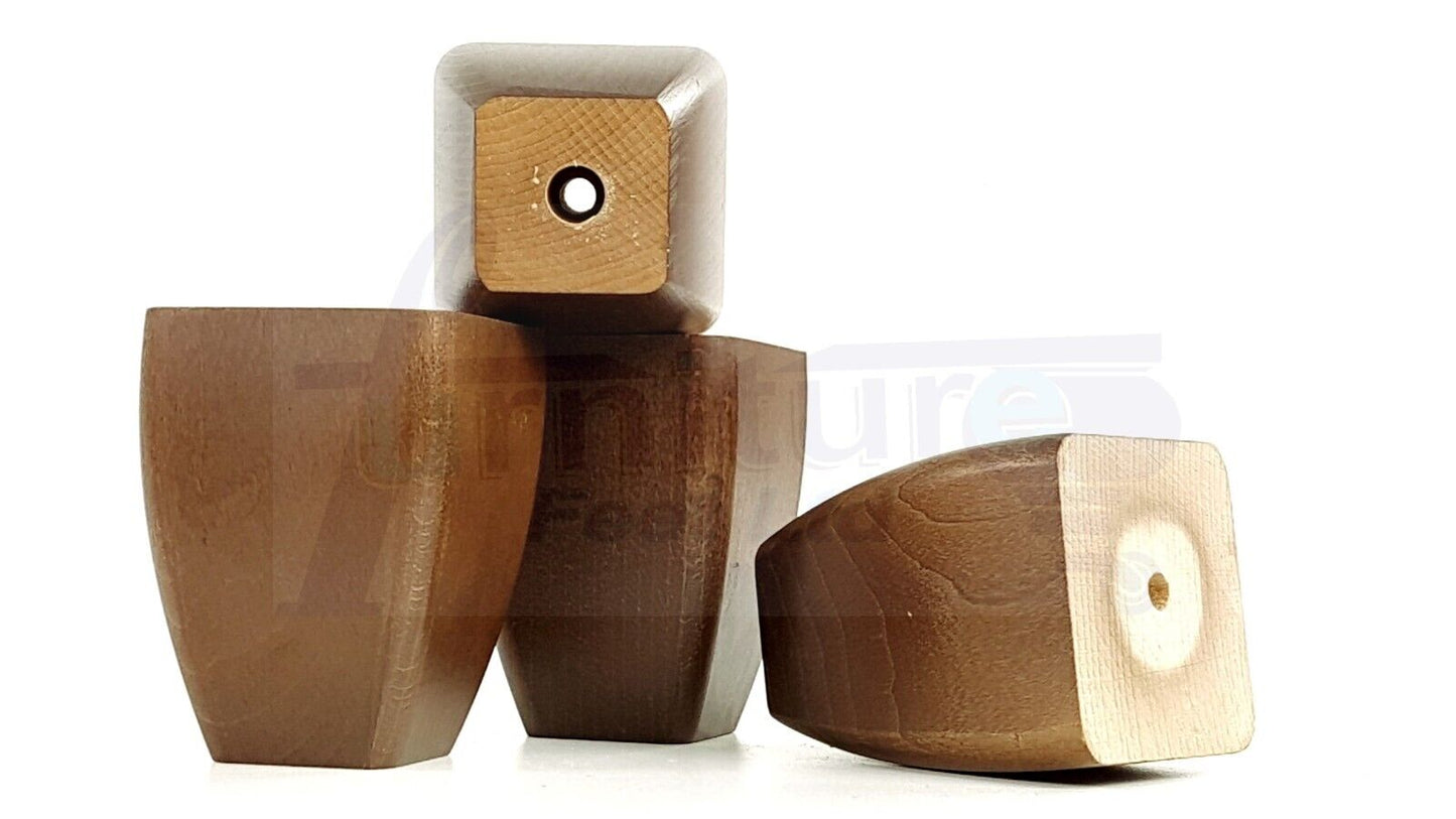 4x Solid Wooden Block Furniture Feet Replacement Legs 90mm High Self-Fix