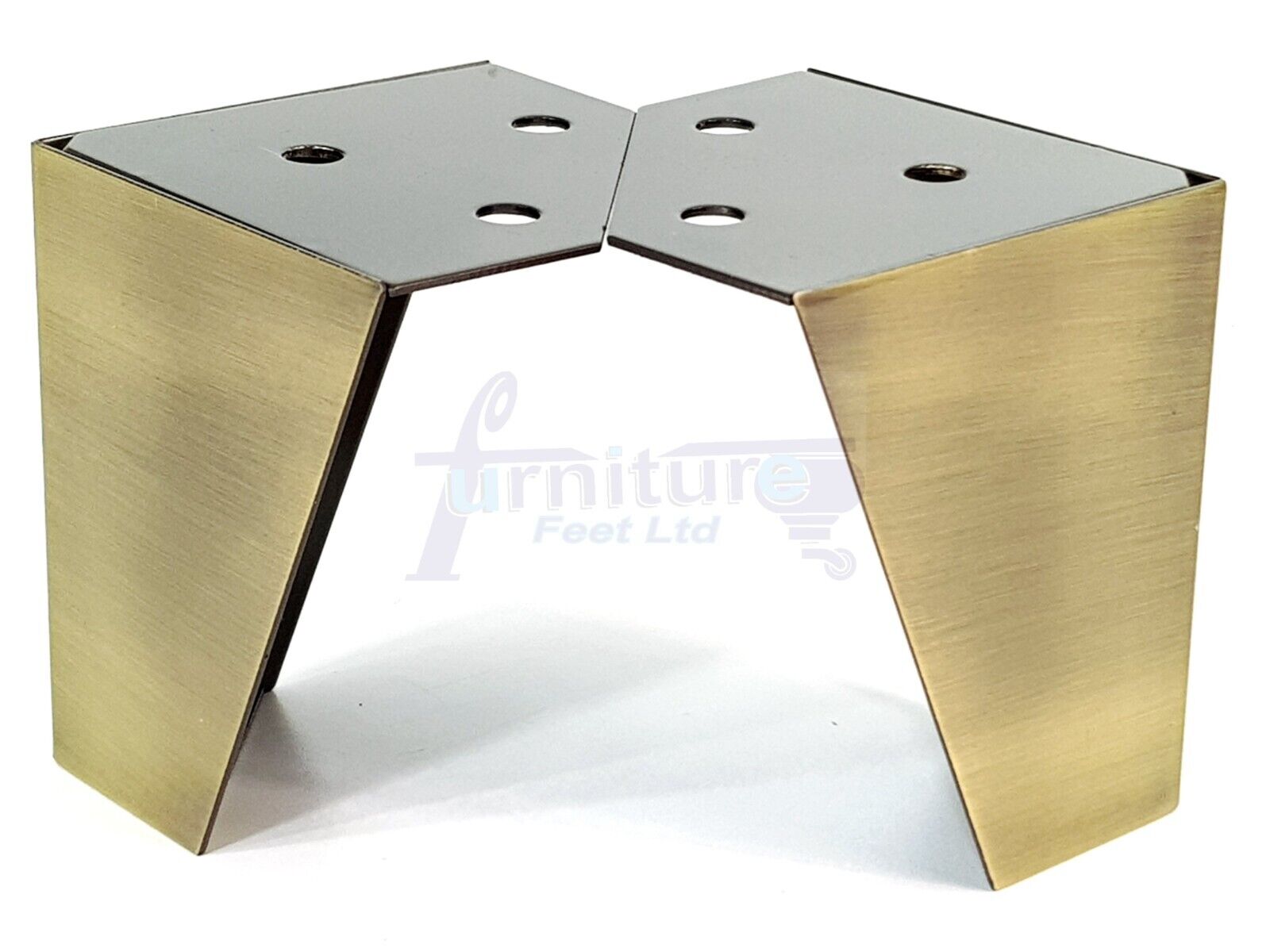 4x Metal Furniture Legs 95mm High Chair Feet Cabinets Brushed Brass (Self-Fix)