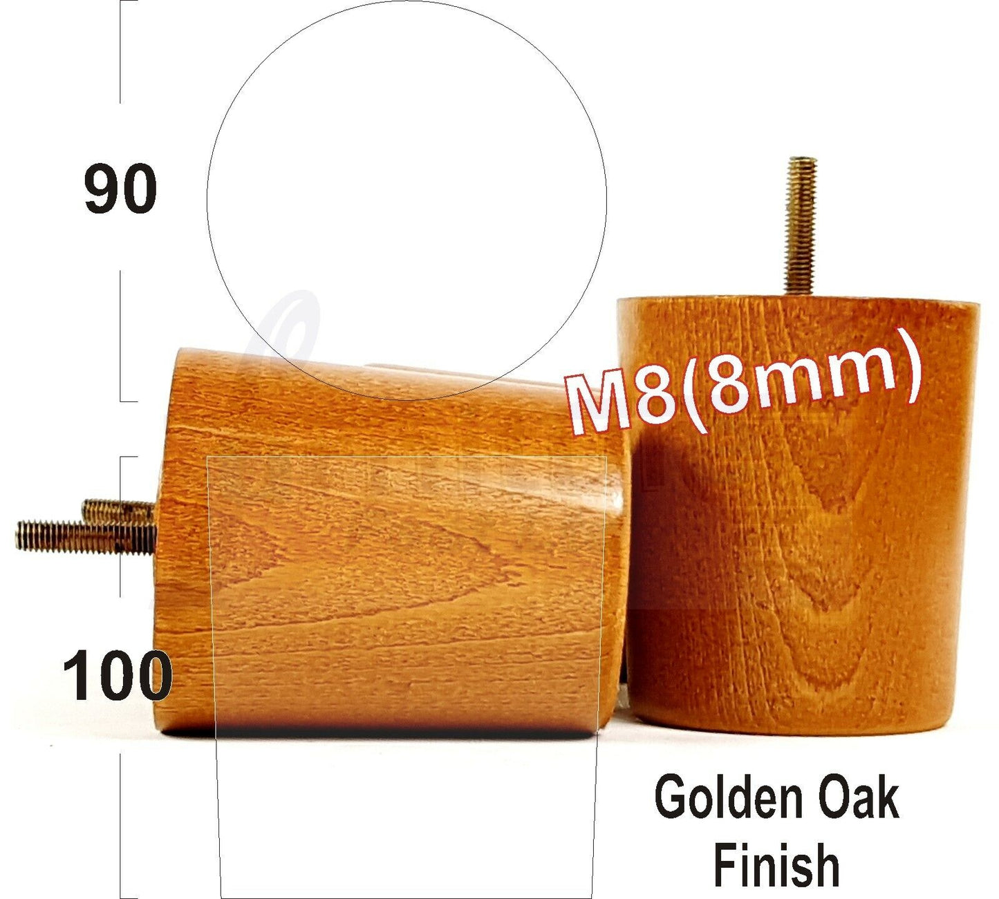 4x Turned Wood Furniture Legs Chair Sofa Bed M8 Replacement Settee Feet 100mm